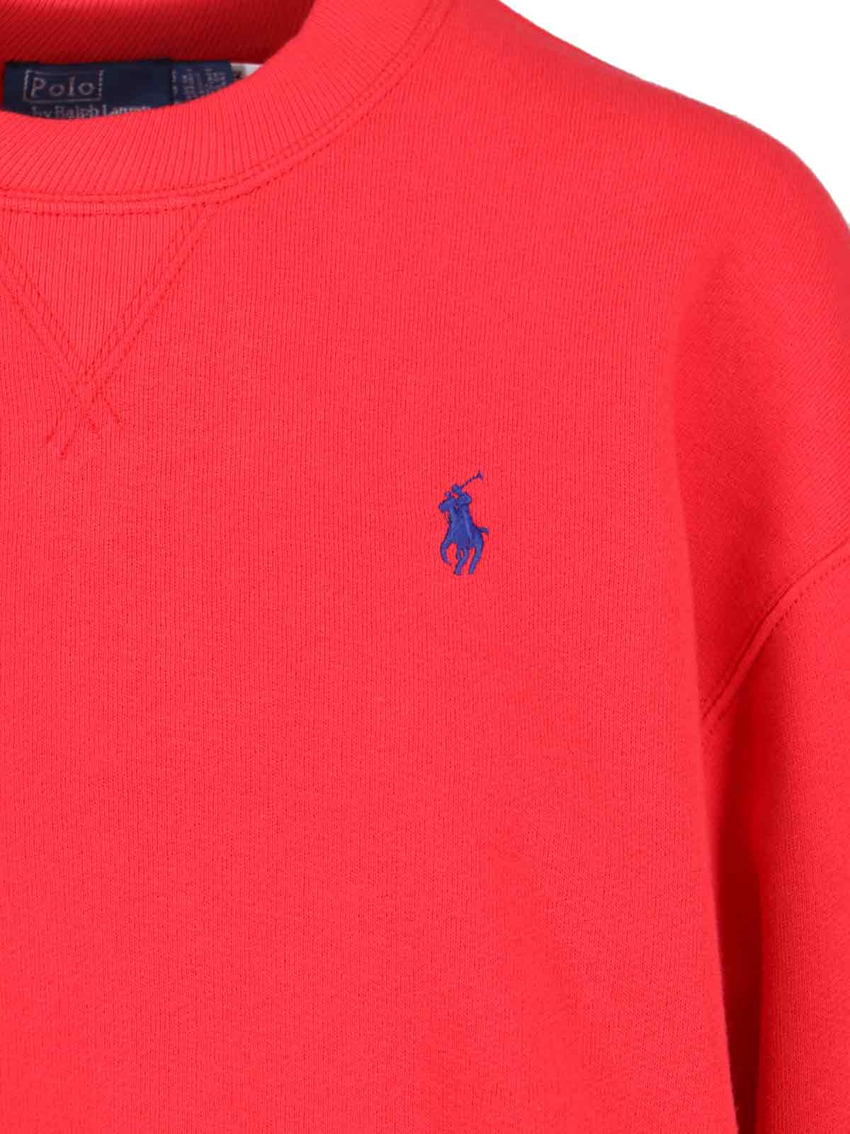 Polo Ralph Lauren Crew Neck Long Sleeve Sweatshirt With Ribbed Cuffs In Multi