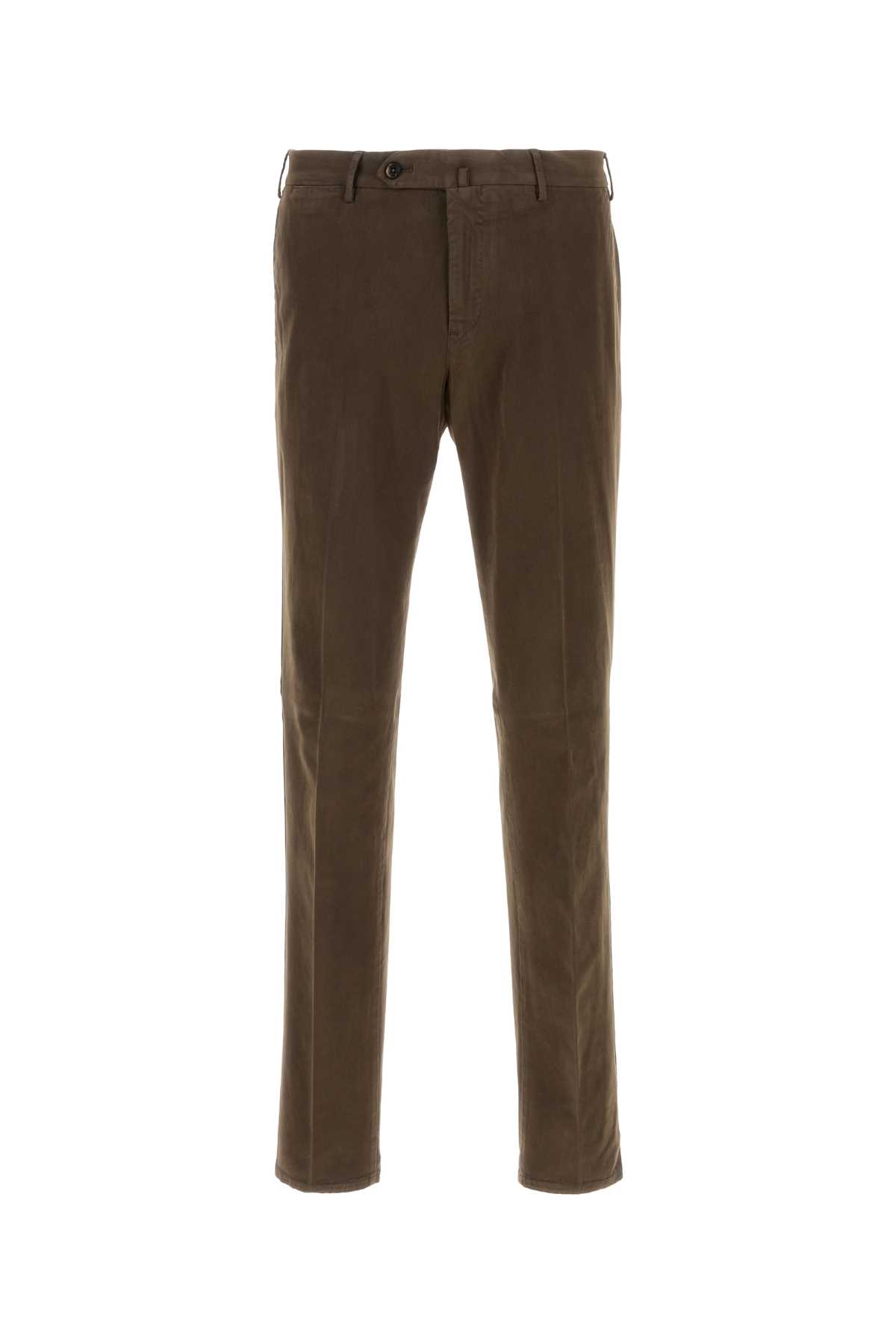 Pt Torino Brown Stretch Modal Blend Pant In Brown