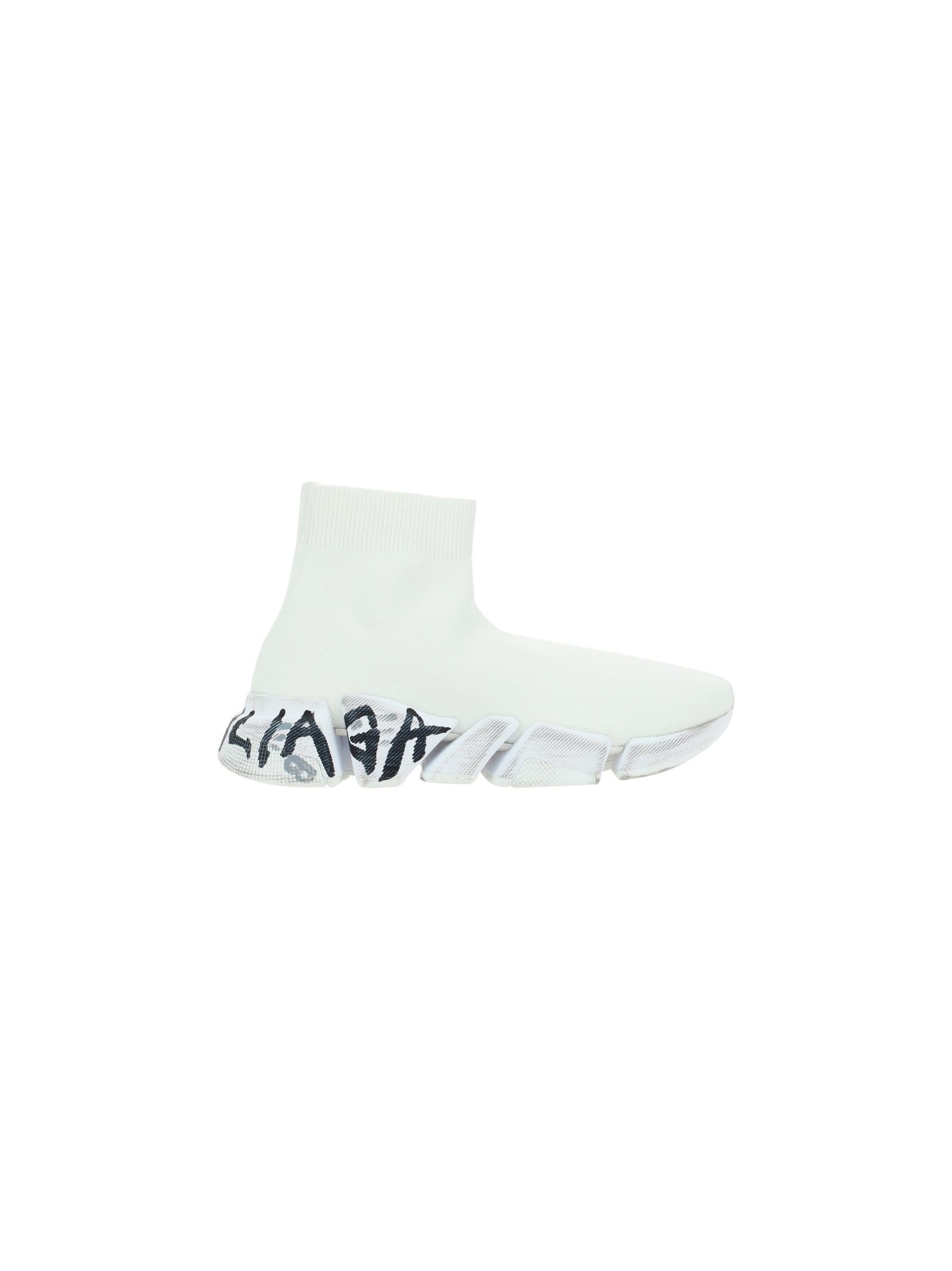 Balenciaga Speed 2 Sneakers In Eggshell/wh Grf Bla
