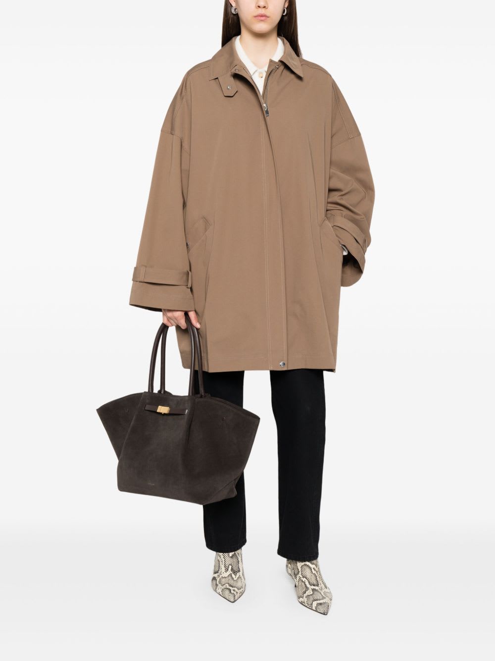 Totême Oversize Organic Cotton Trench Coat In Neutral