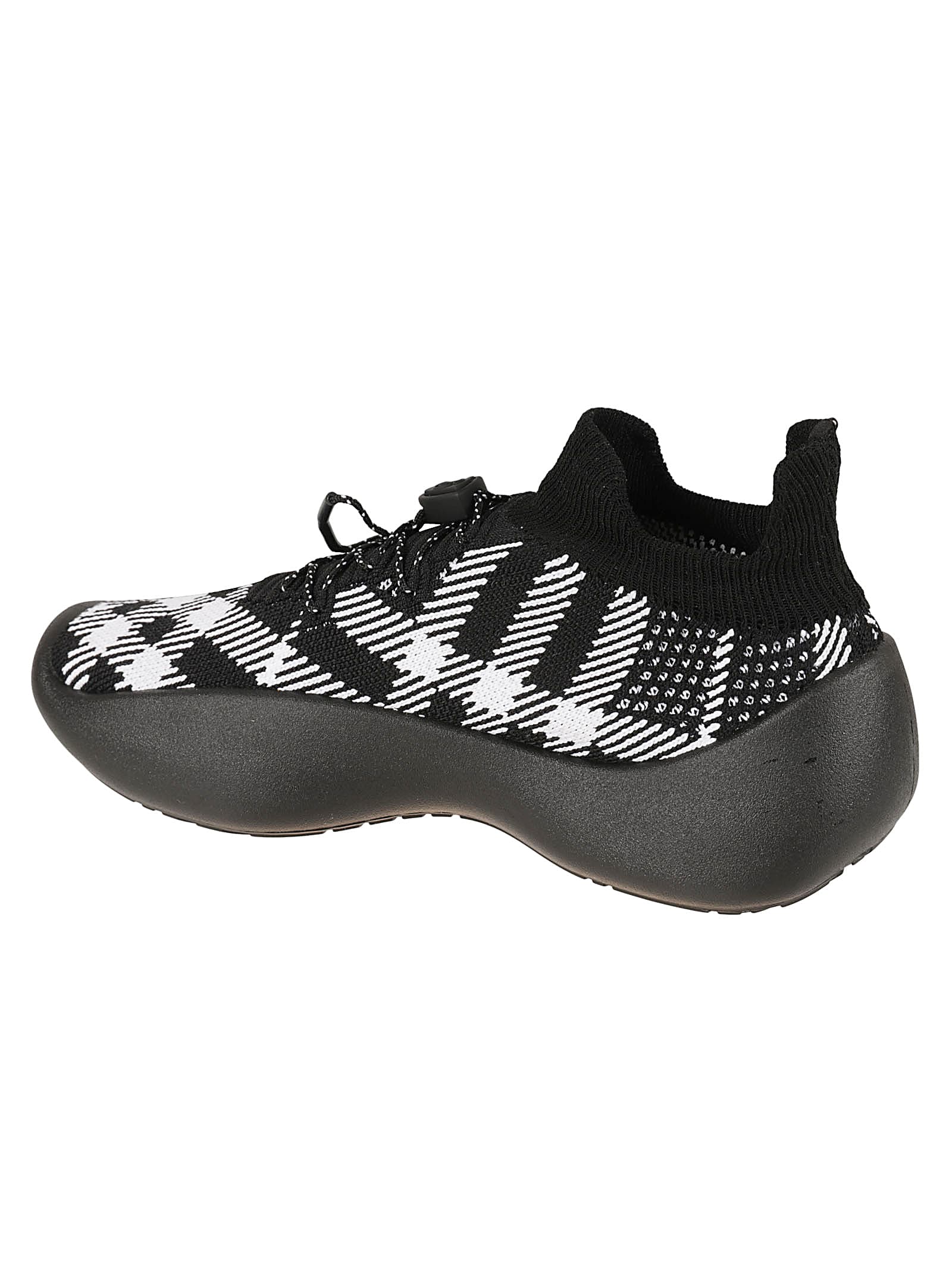Burberry Black & White Check Knit Neptune Sneakers In Eclipse Ip Check