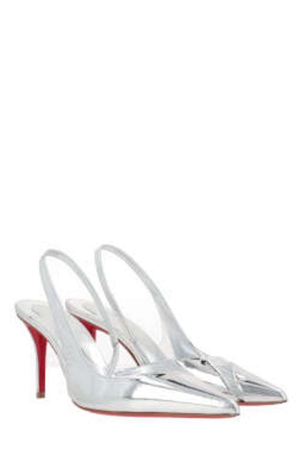 Shop Christian Louboutin Posticha Slingback Pumps In Silver