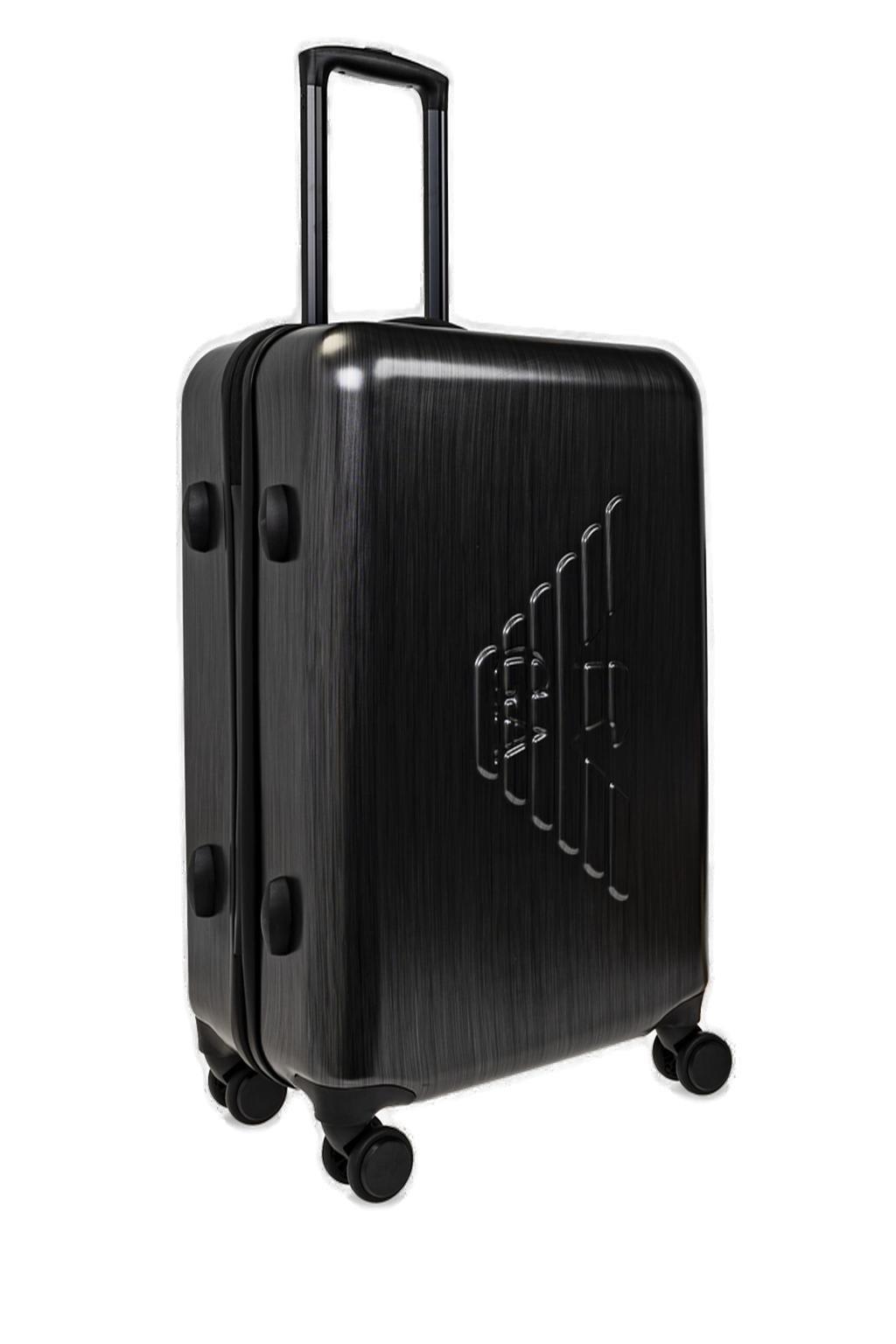 EMPORIO ARMANI LOGO EMBOSSED FOUR WHEELS SUITCASE 