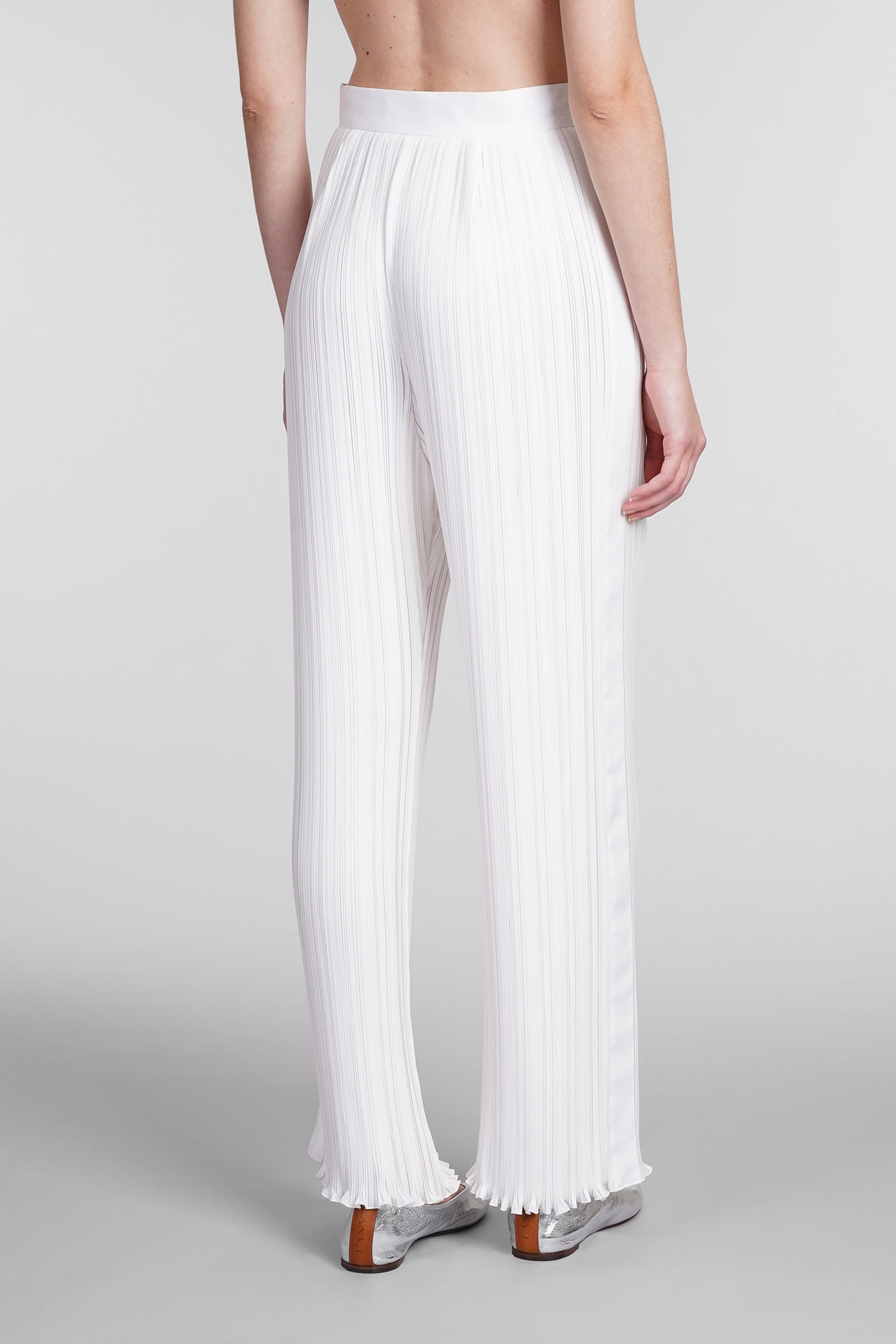 Shop Lanvin Pants In White Polyester
