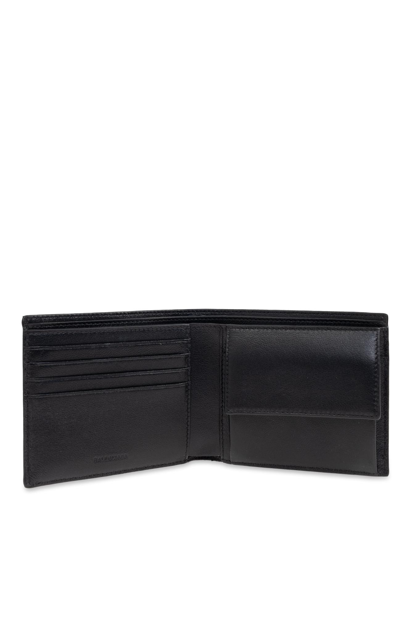 Balenciaga Cash Black Wallet In Grained Leather