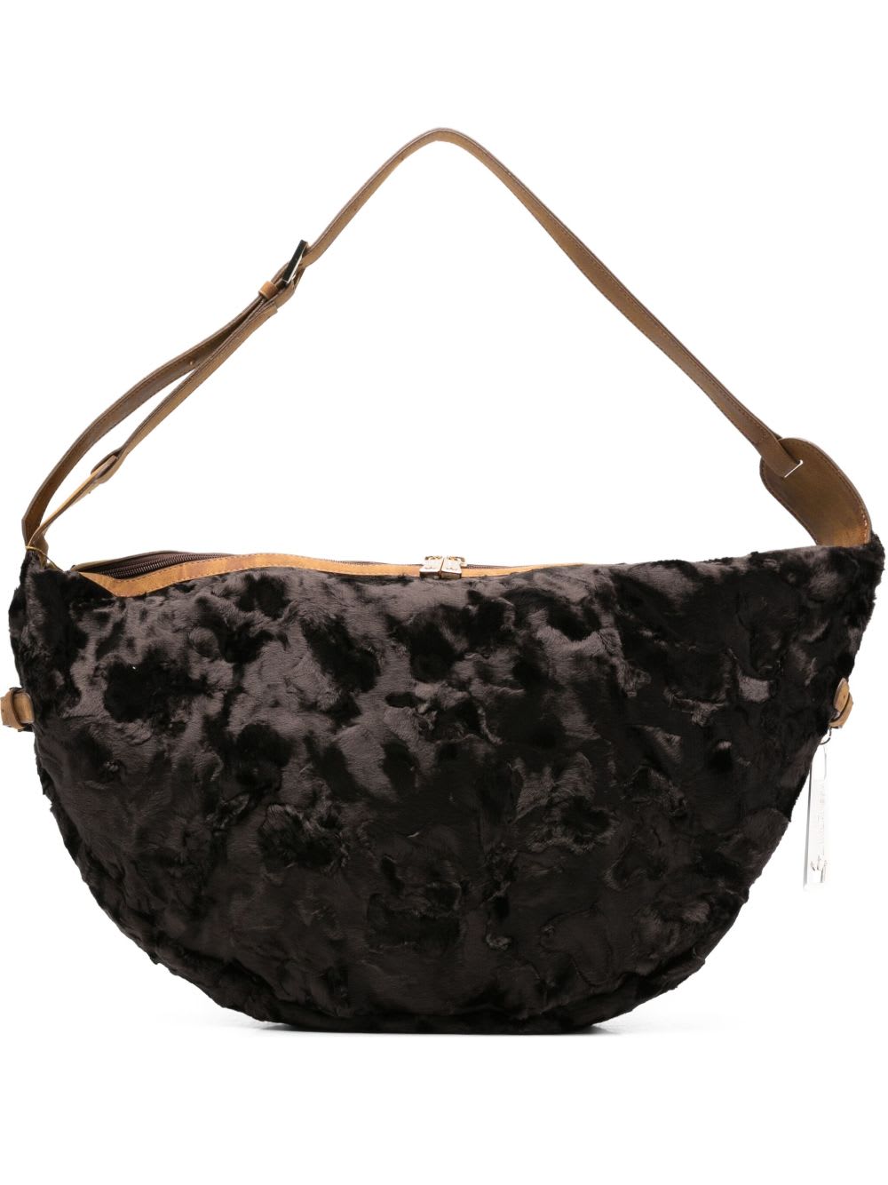 La Milanesa Fur-effect Half-moon Shoulder Bag In Brown