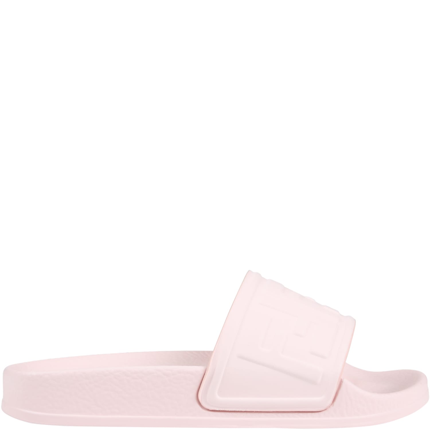 Fendi Pink Rubbber Sandals For Girl With Embossed Ff