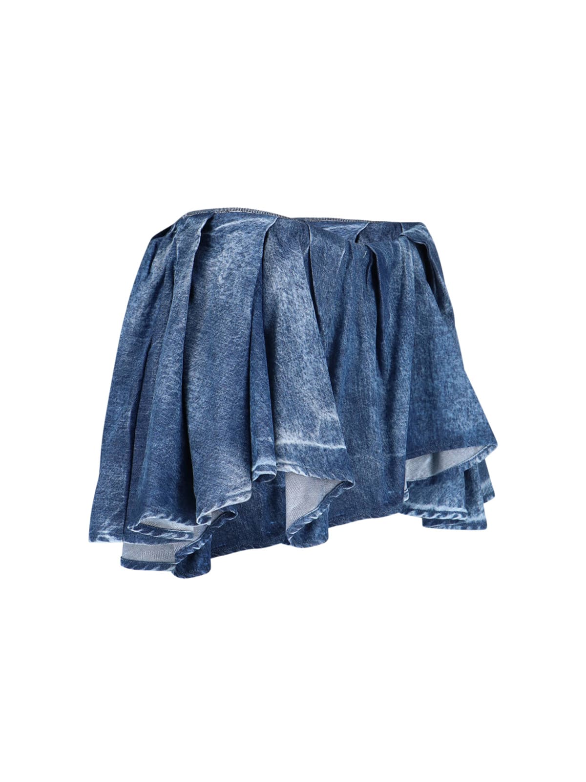 Diesel De-ria Asymmetric Denim Mini Skirt In Blue