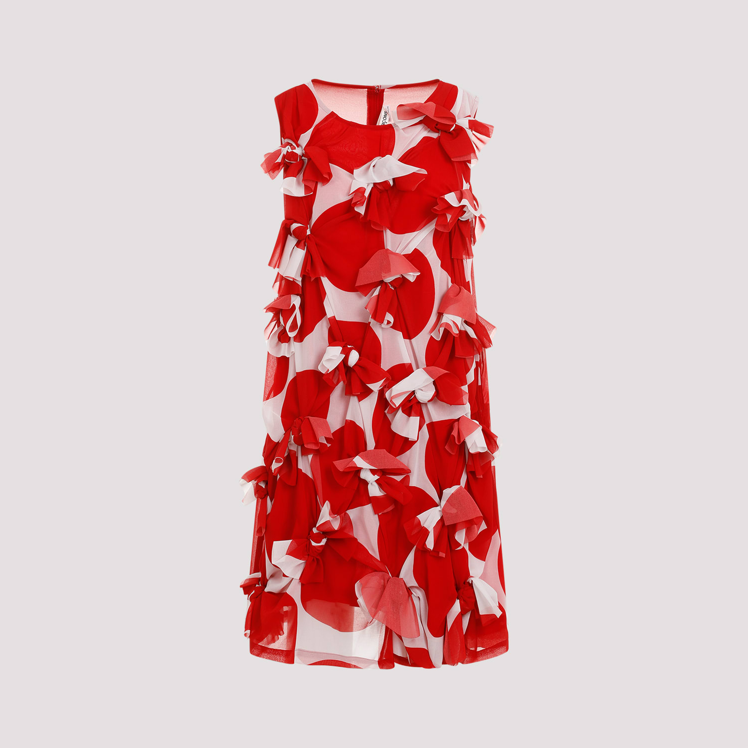 Shop Comme Des Garçons Floral-appliqué Dress In White Red