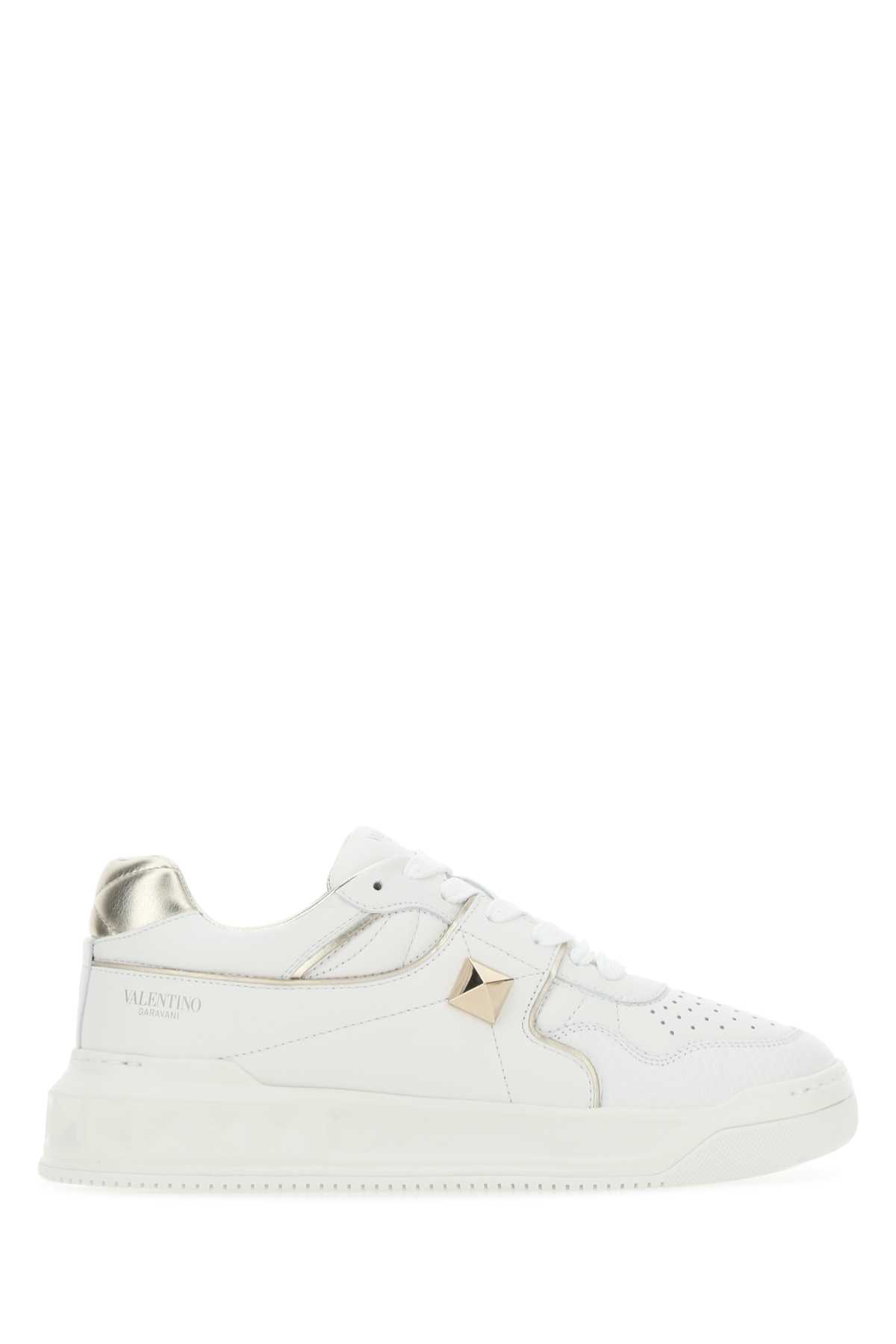 White Nappa Leather One Stud Sneakers