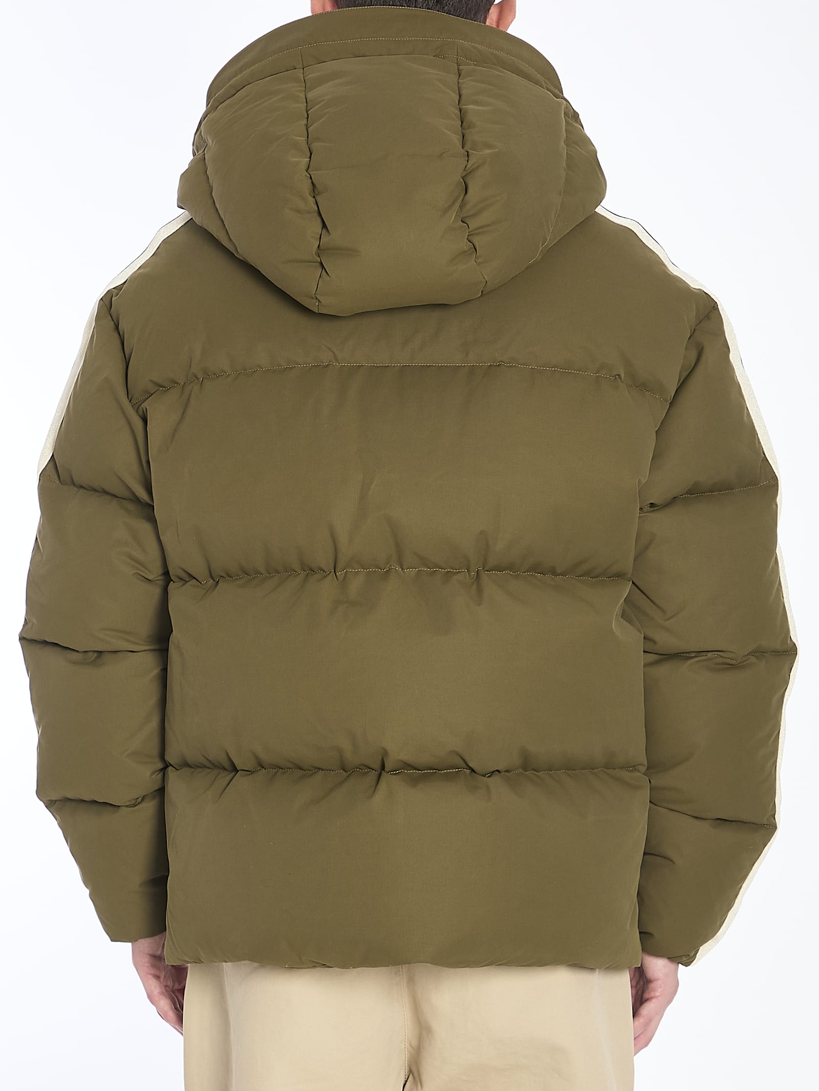 Shop Palm Angels Track Monogram Puffer Jacket In Green