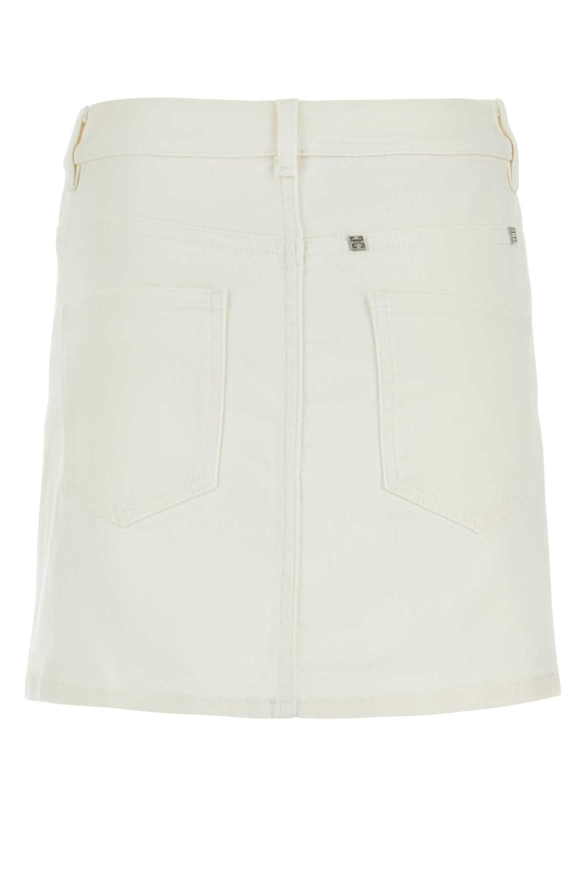 Shop Givenchy White Denim Mini Skirt