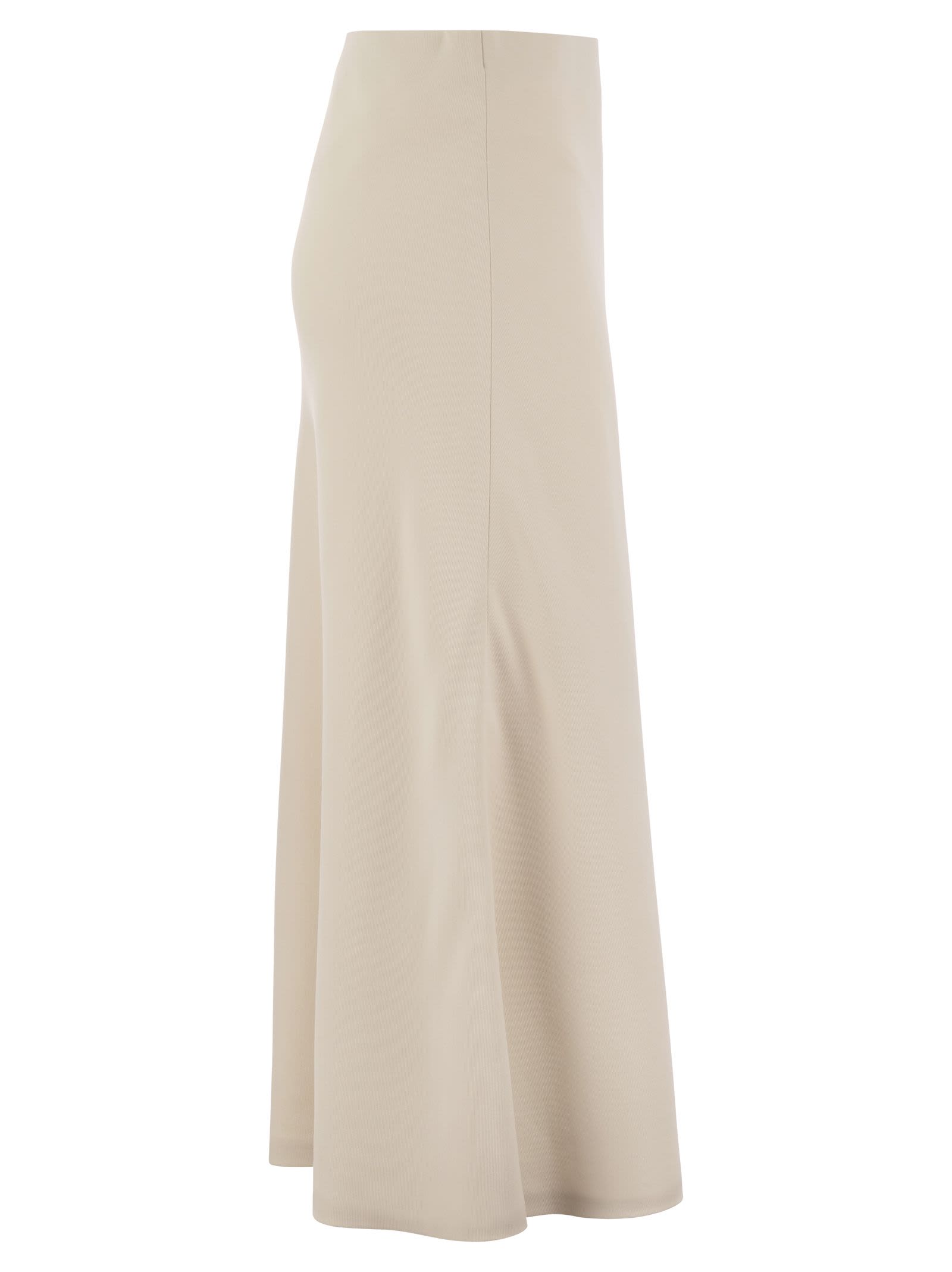 Shop Brunello Cucinelli Flute Skirt In Comfort Viscose Couture Twill In Ivory