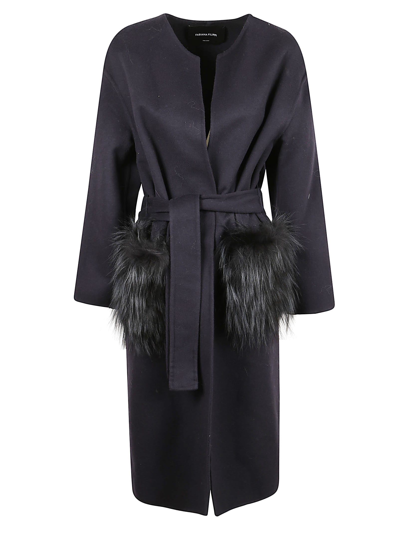 Fabiana Filippi Double Wool Coat In Black
