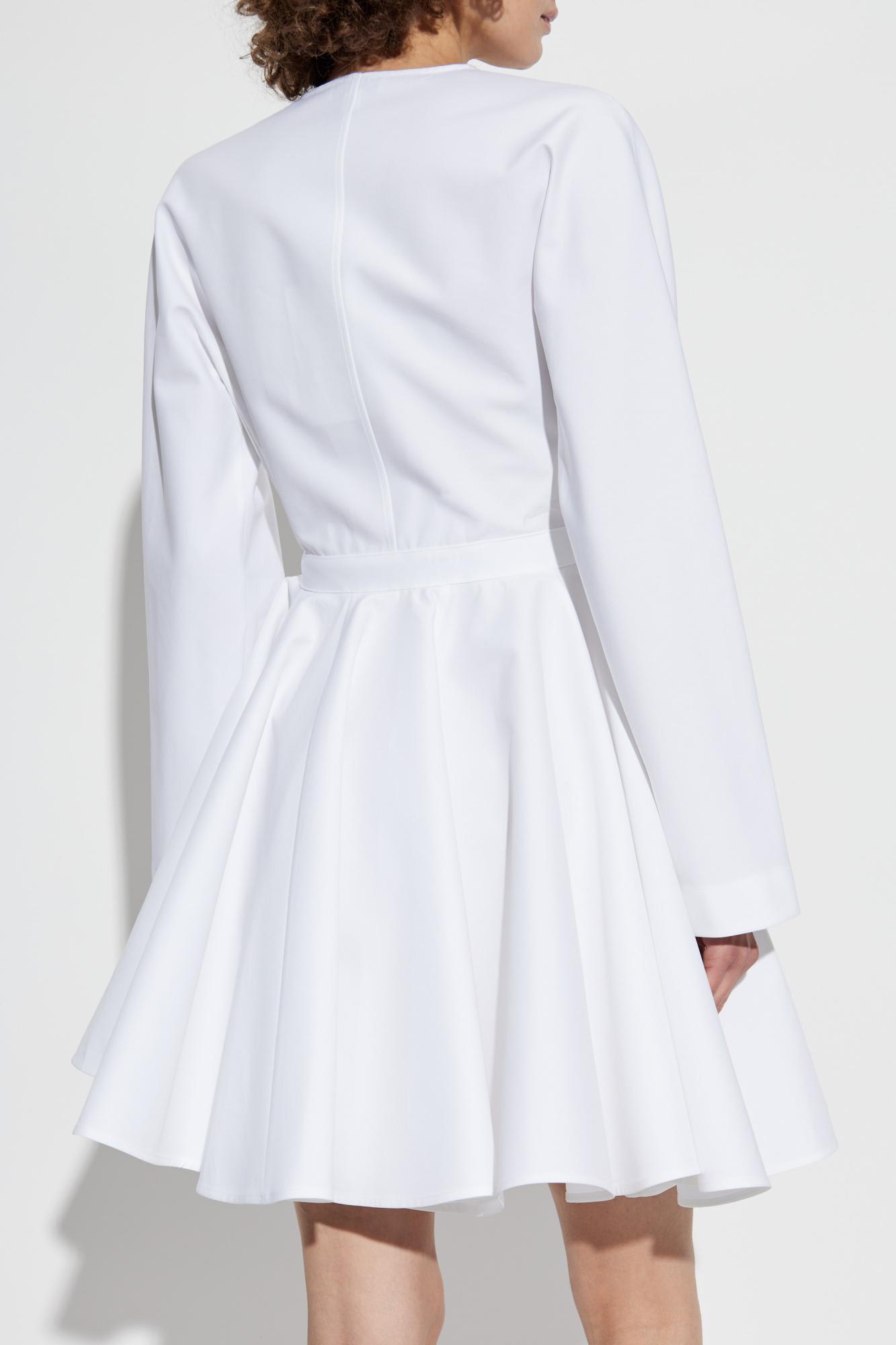 Alaïa Womens Spiral-belt Pleated Cotton-poplin Mini Dress Blanc