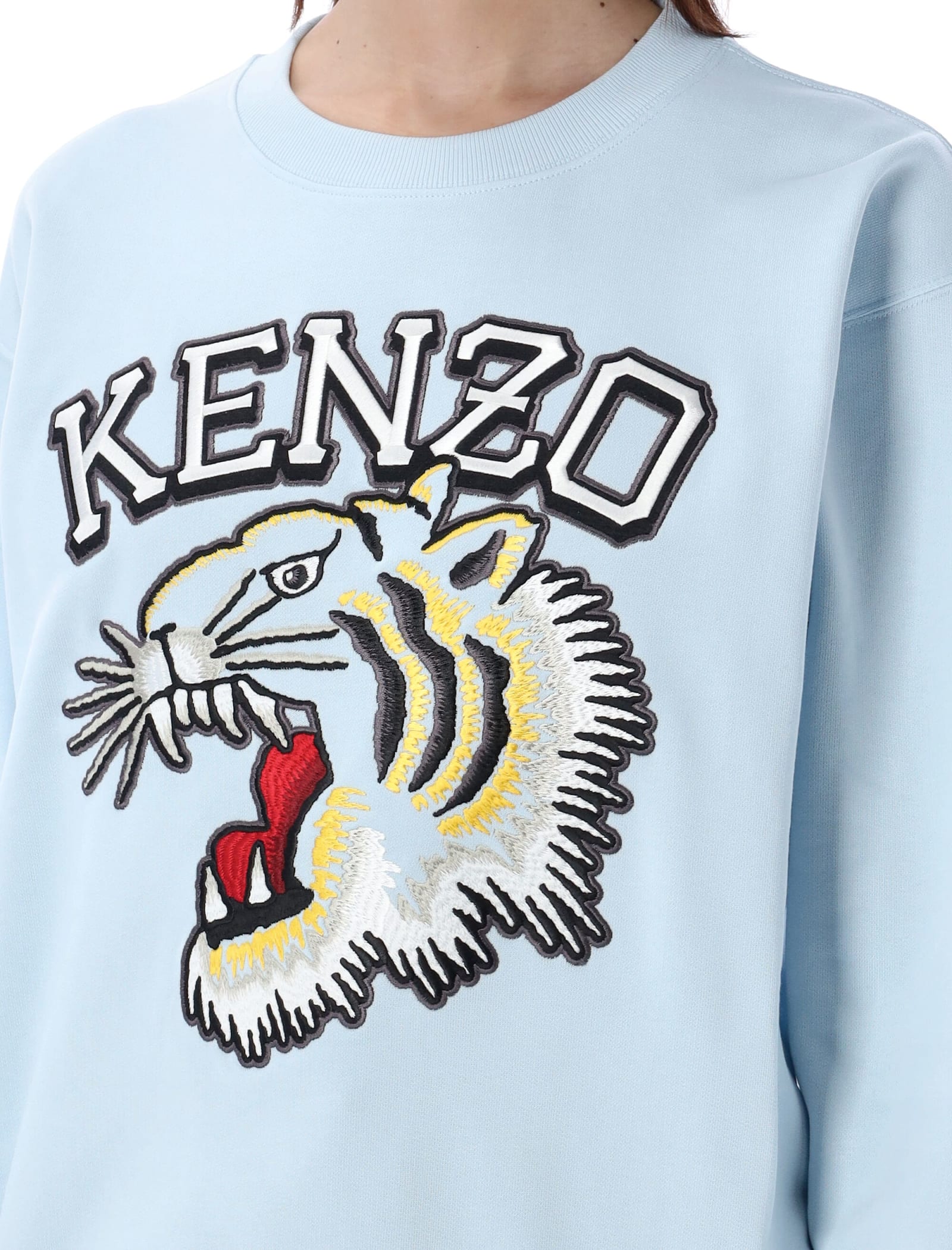 Shop Kenzo Tiger Varsity Regular Sweat In Light Blue