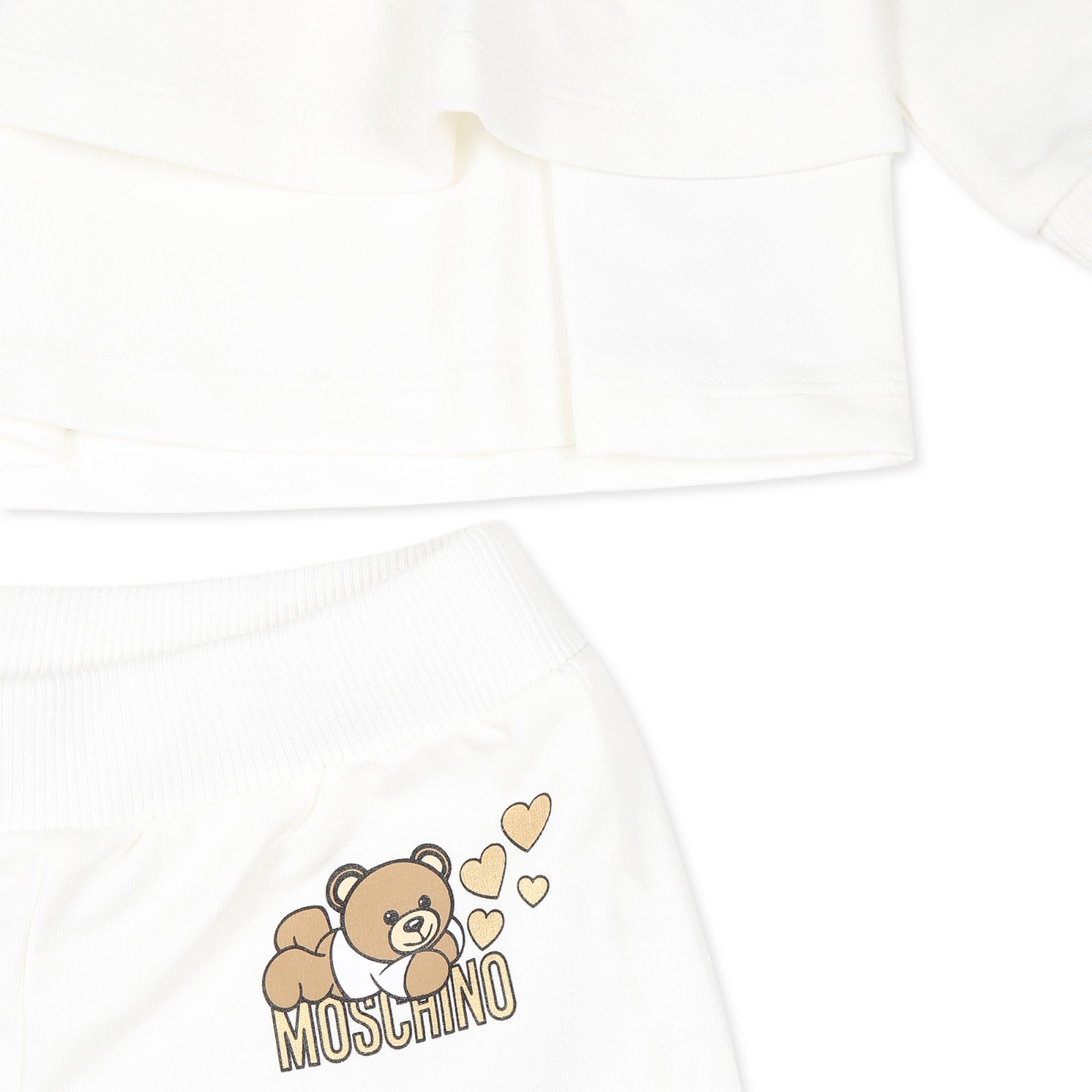 Shop Moschino Ivory Suit For Baby Girl With Teddy Bear