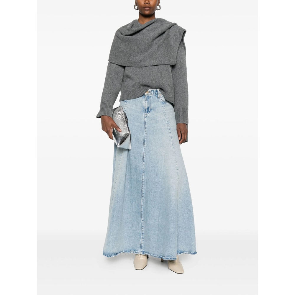 7 For All Mankind High-waisted Denim Maxi Skirt In Blue