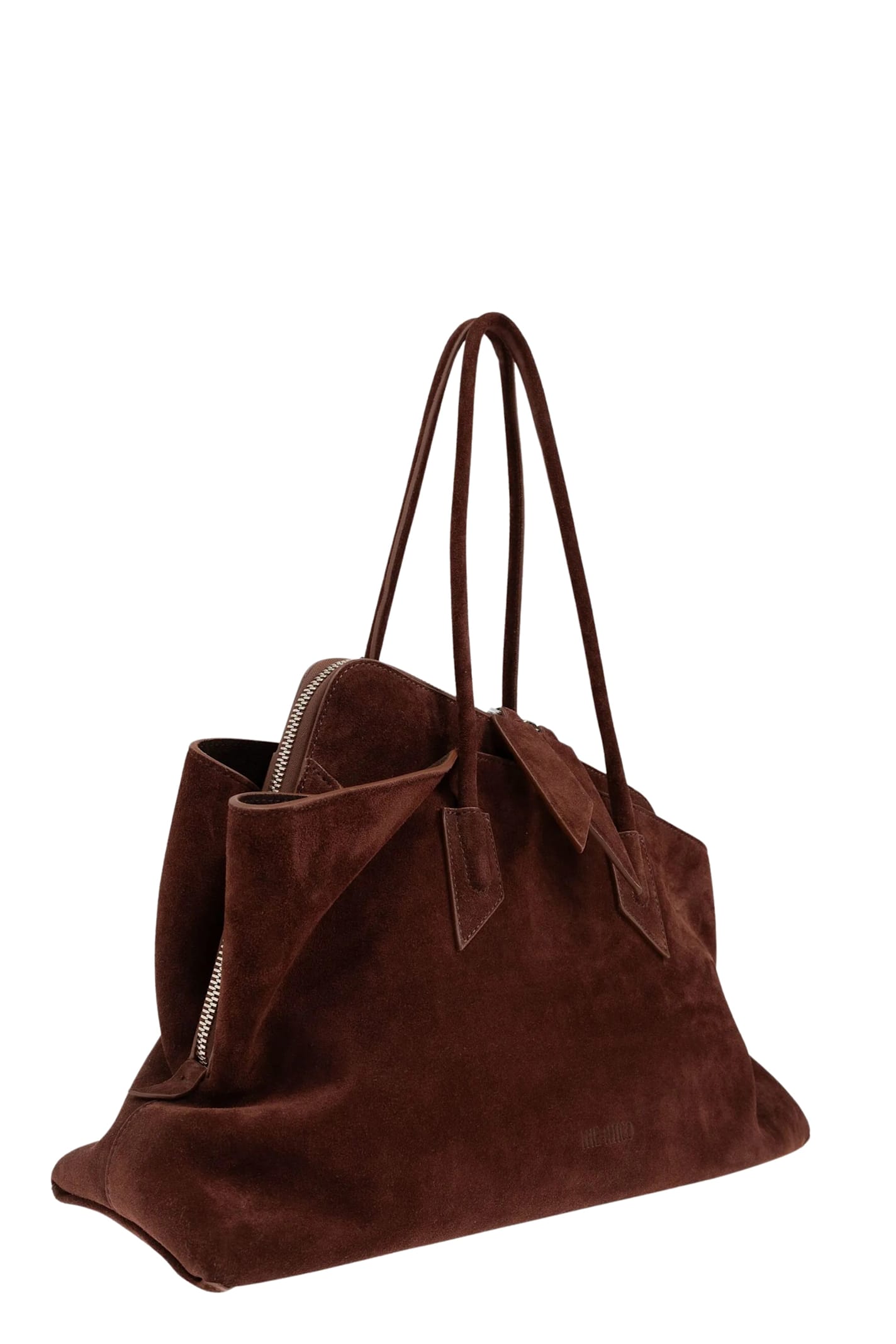 Attico Medium La Passeggiata Brushed Suede Shoulder Bag In Brown