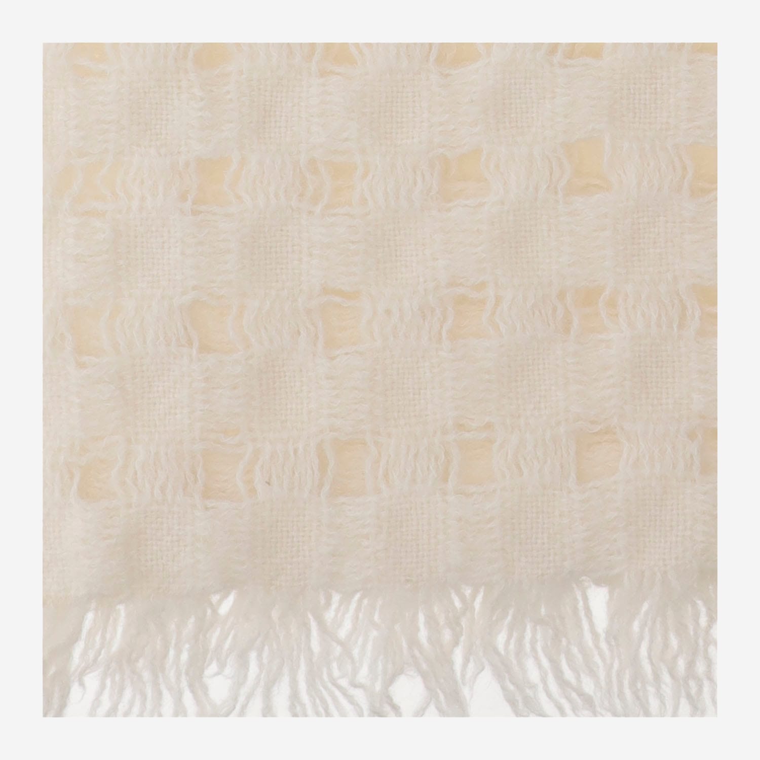 Lauren Manoogian Wool Blend Handwoven Grid Wrap Scarf In Ivory