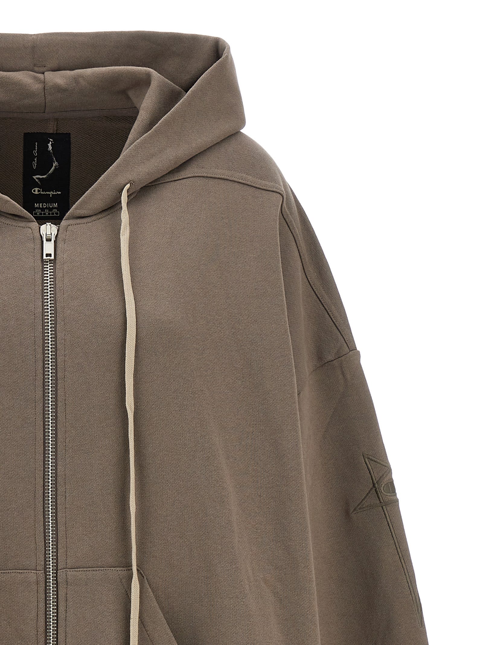 Shop Rick Owens X Champion Hoodie In Gray