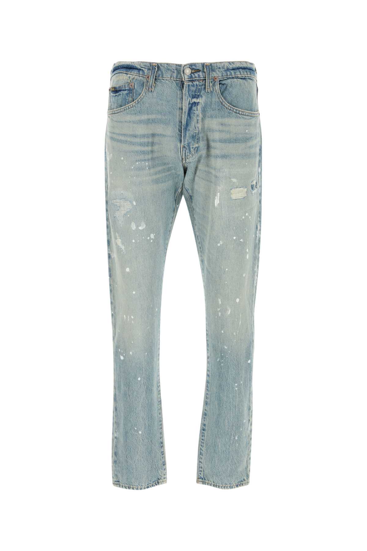 Polo Ralph Lauren Distressed Stretch Denim Jeans With Five Pockets In Gray