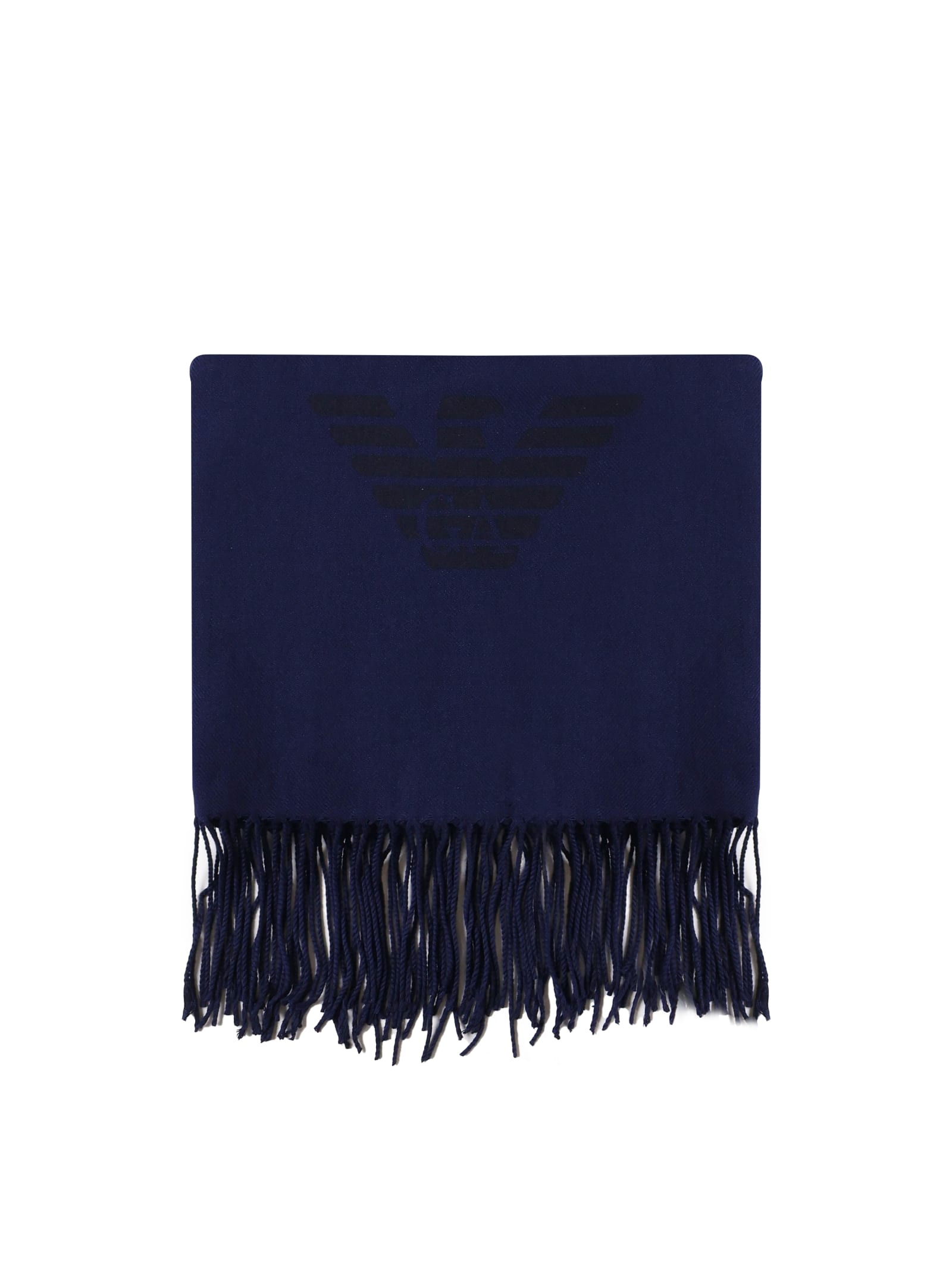 Scarf With Fringes And Eagle Print
