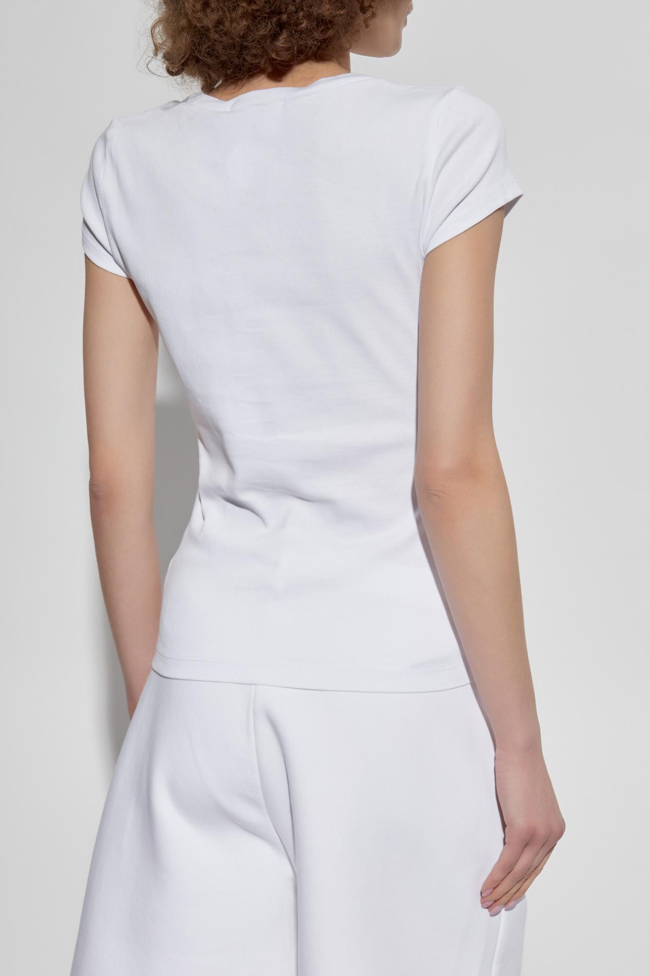 Dsquared2 Ribbed Cotton T-shirt In Bianco