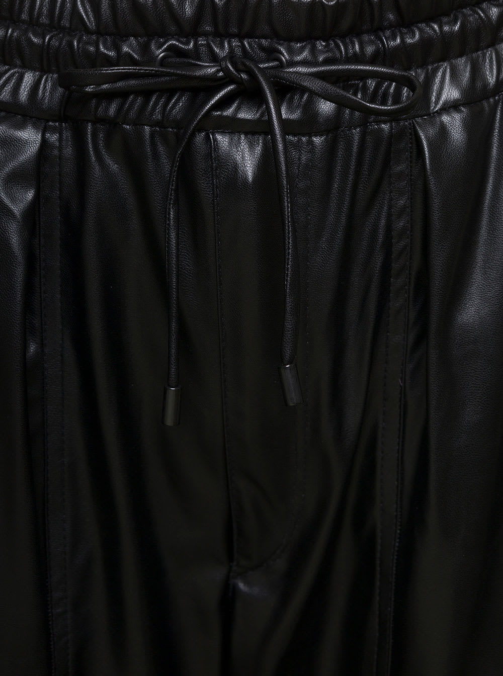 Shop Marant Etoile Brina Black Pants With Drawstring Closure In Shiny Faux Leather Woman