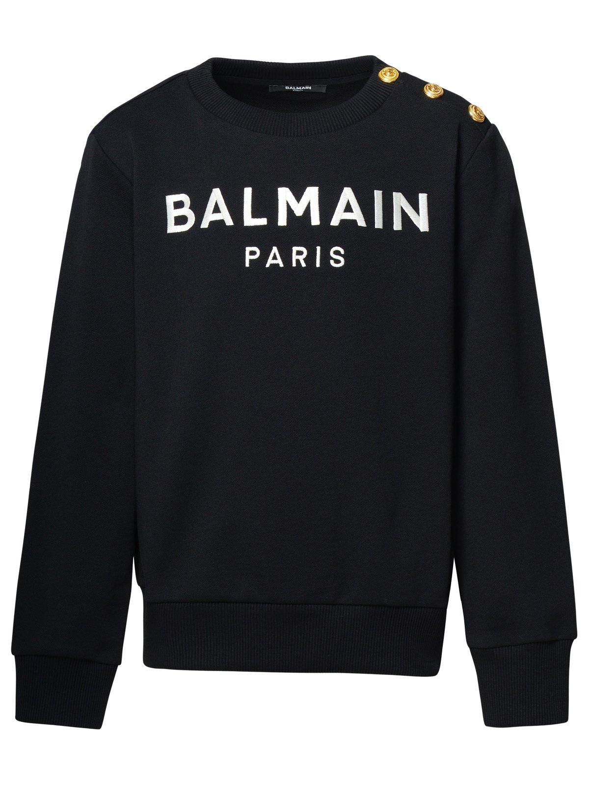 Shop Balmain Logo Embroidered Crewneck Sweatshirt