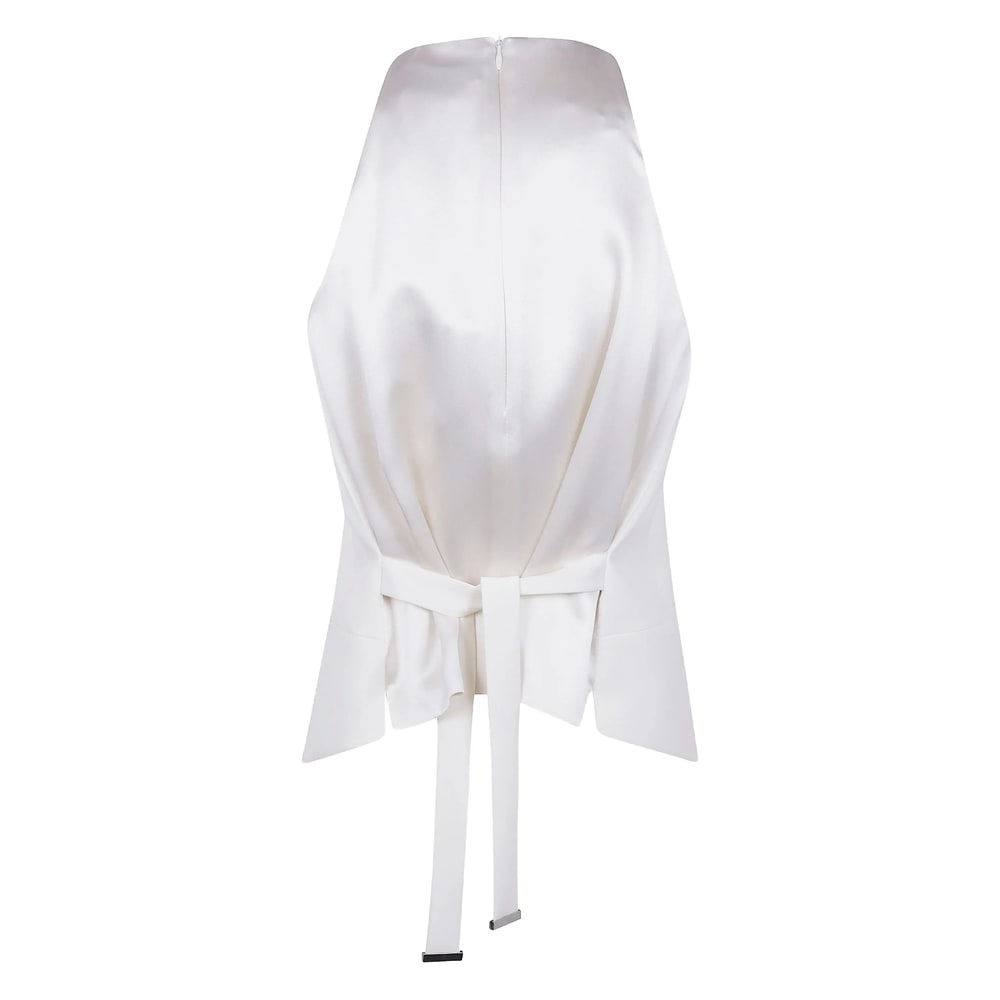 Max Mara Satin Wrap Sleeveless Jacket Buttons In White