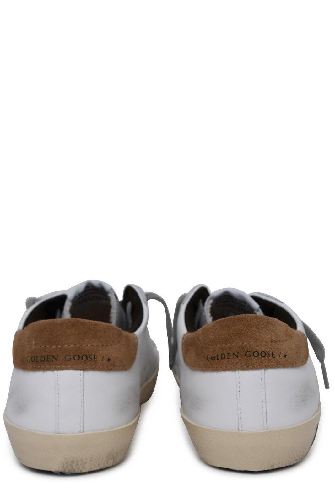 Shop Golden Goose Super-star Low-top Sneakers In Cream/silver/ice/green