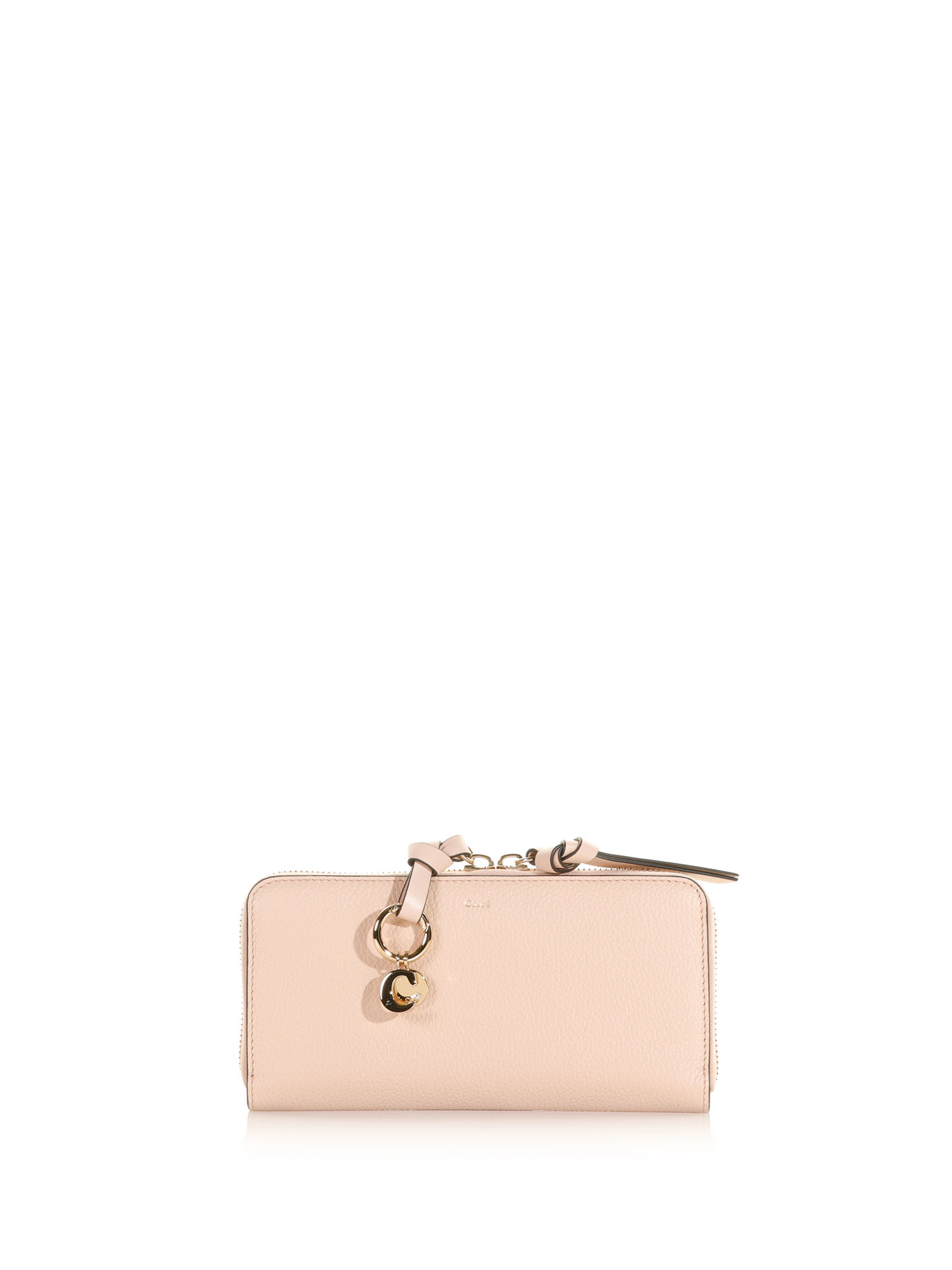 Shop Chloé Full Zip Leather Wallet In Cement Pink