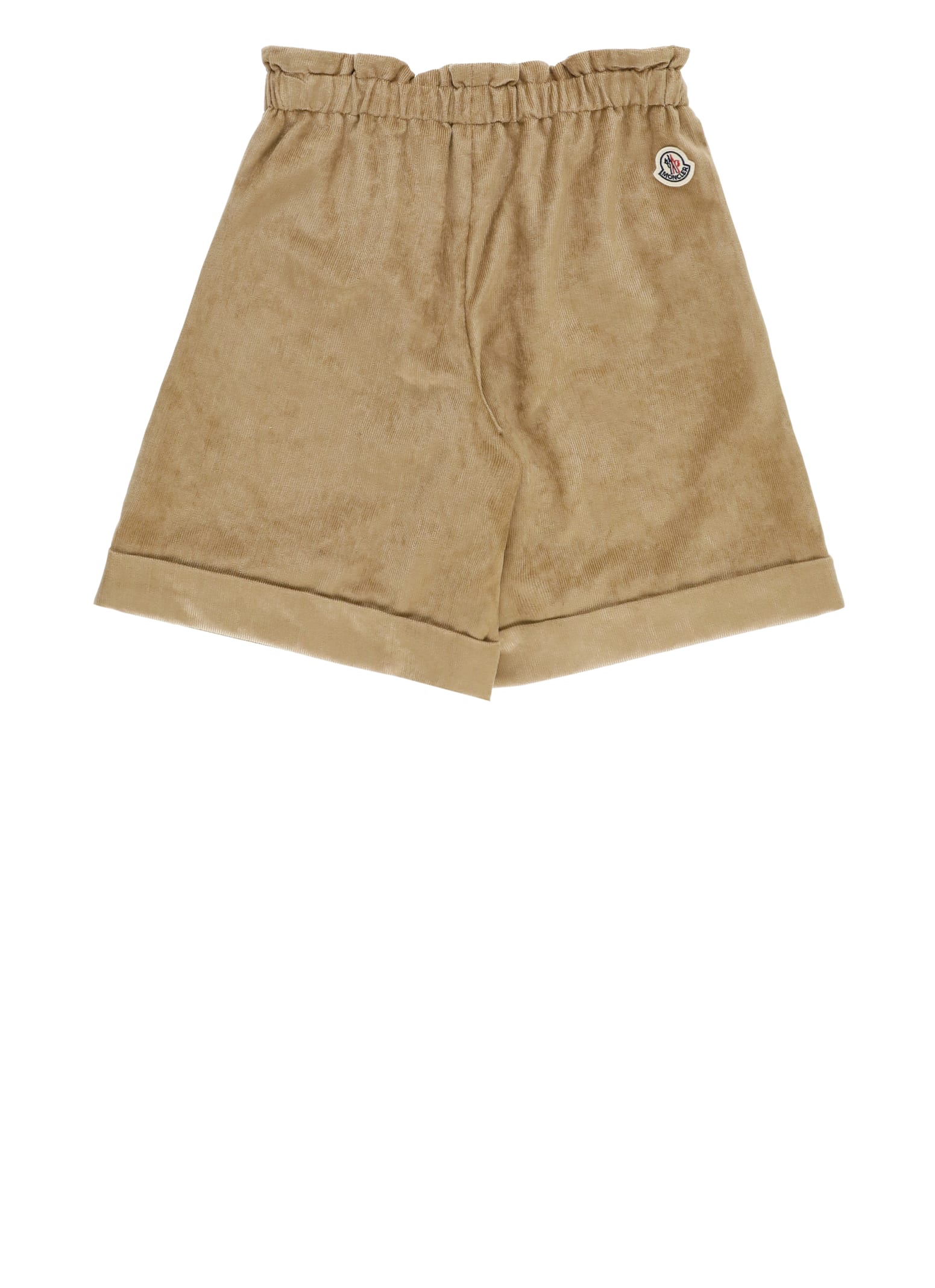 Moncler Beige Shorts For Girl With Logo In Neutral