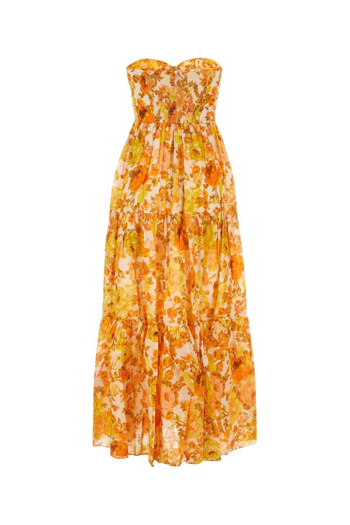 Shop Zimmermann Printed Cotton Raie Dress In Yelloworangefloral