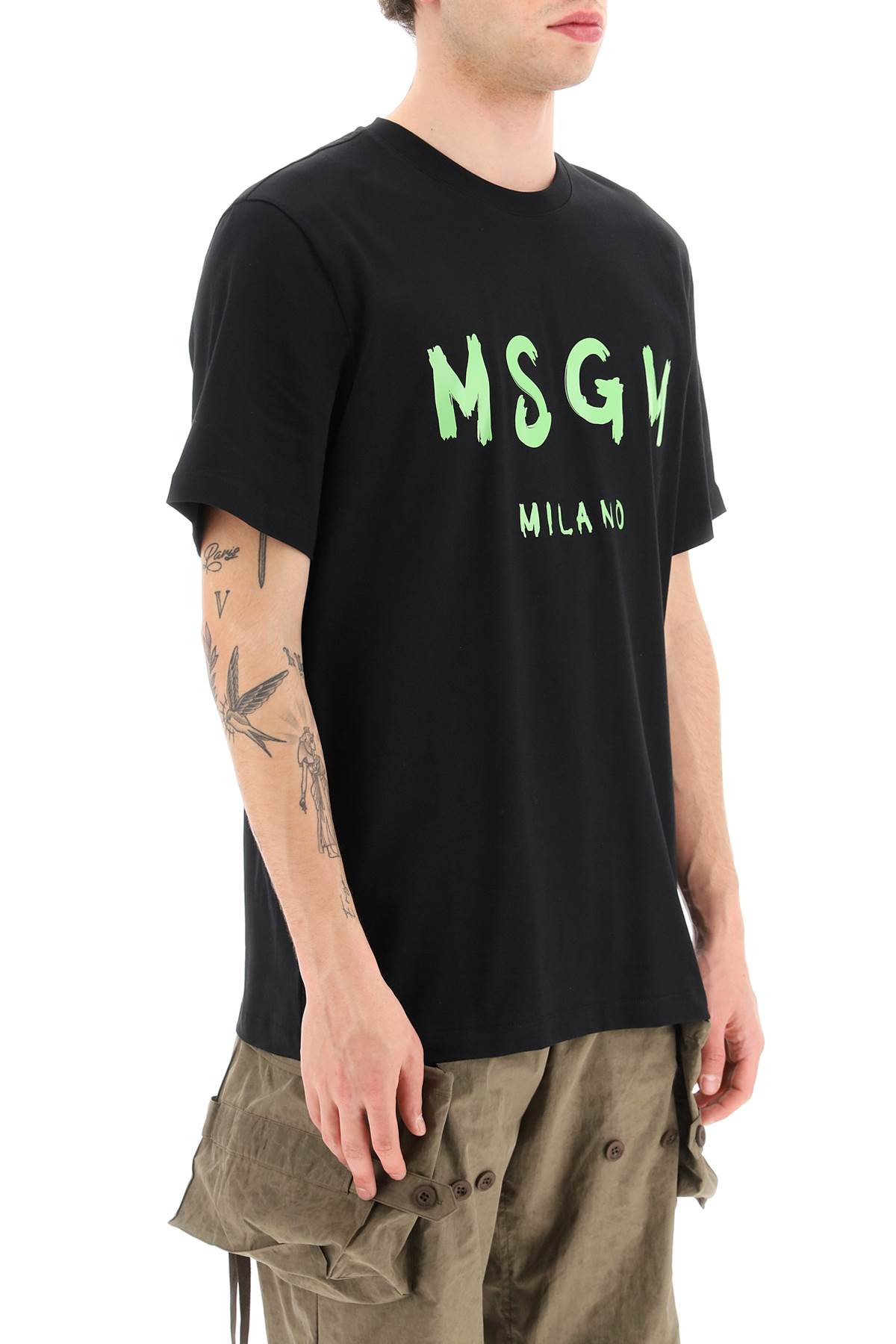 Msgm Logo Print T-shirt In Black