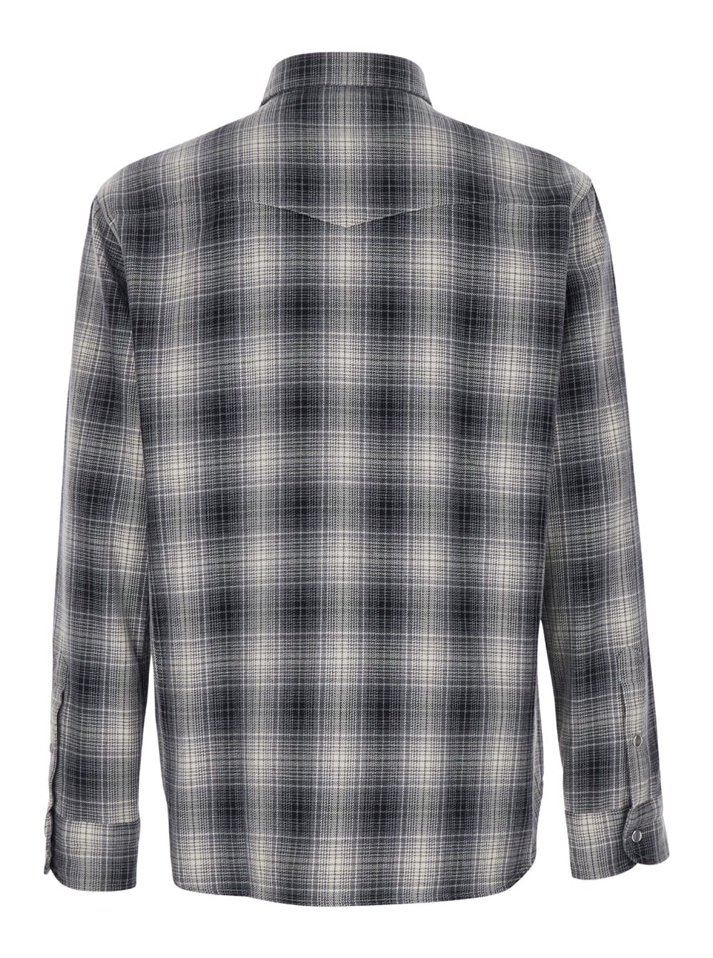 Shop Tom Ford Grey Western Style Shirt With Check Motif In Cotton Man