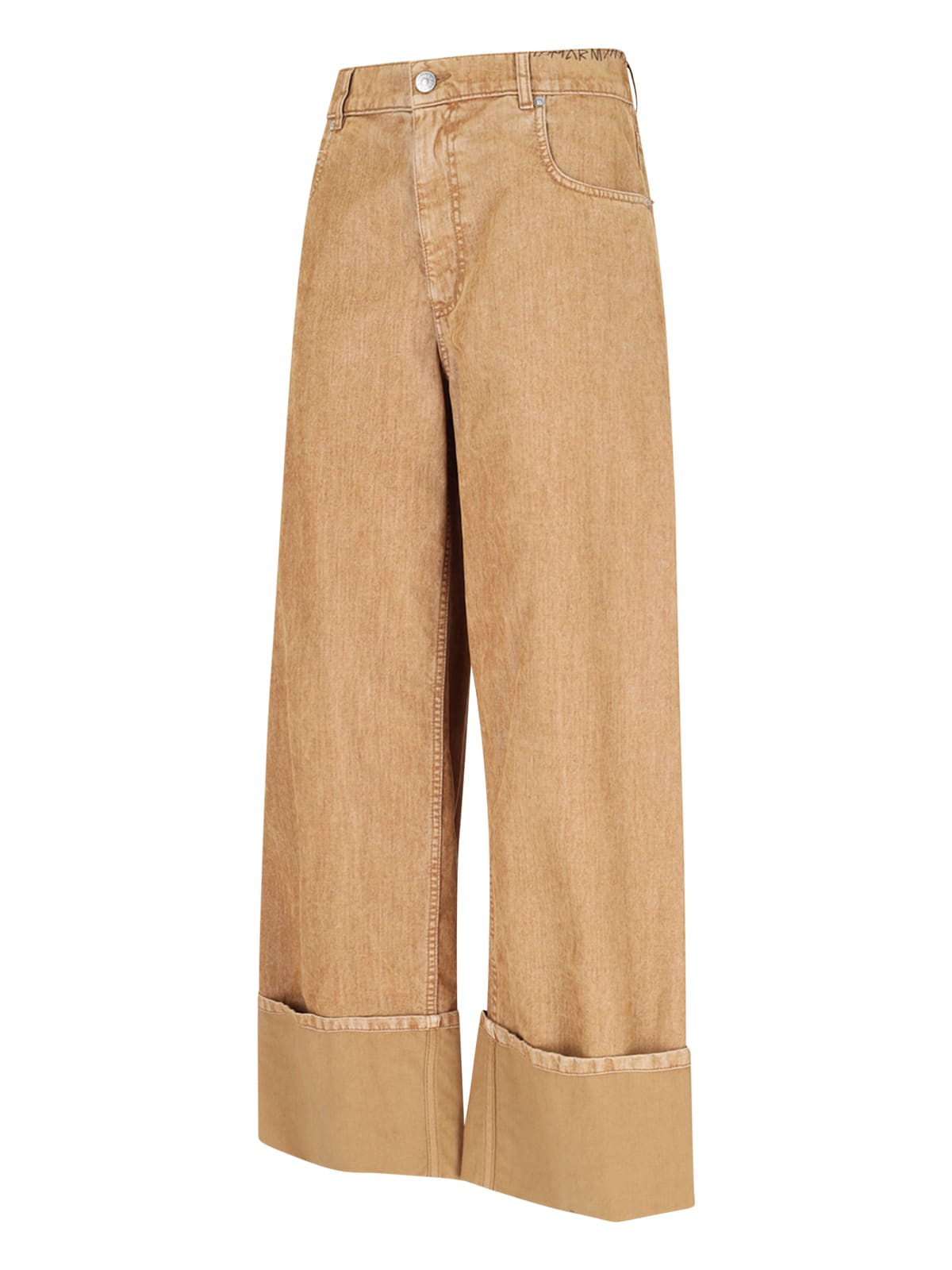 Shop Marni Lapel Detail Jeans In Brown