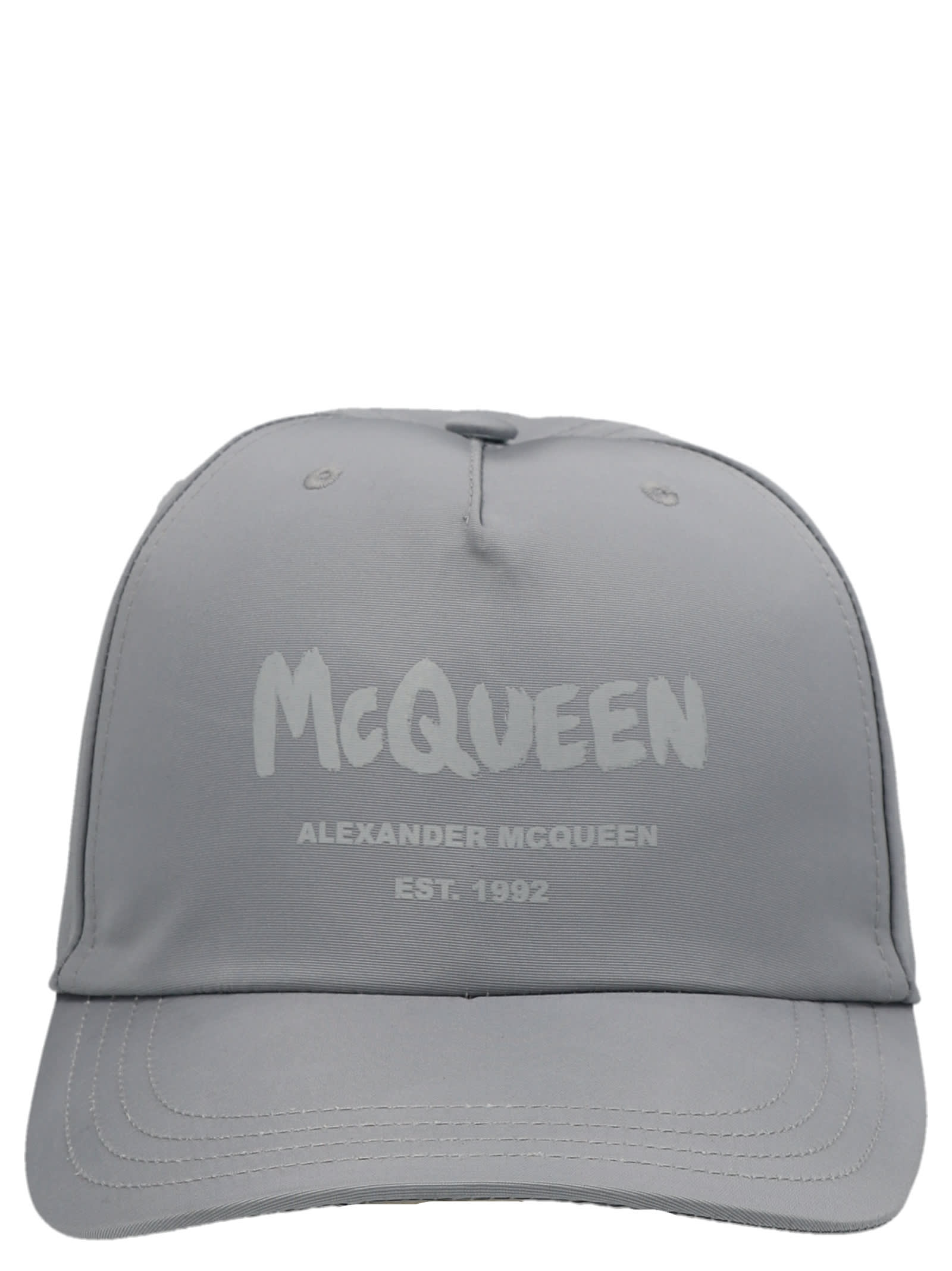 Alexander Mcqueen Logo Printed Baseball Cap In Zinc