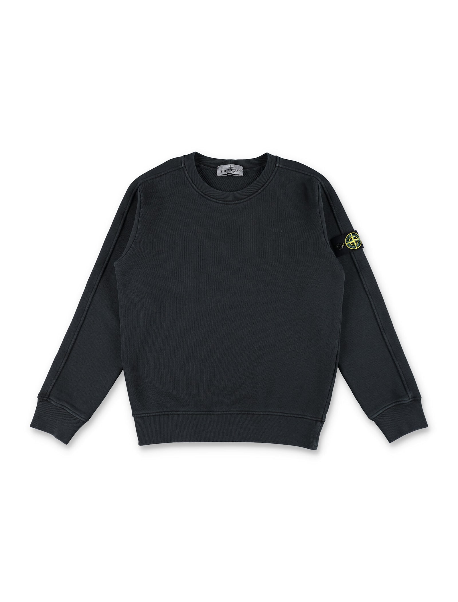 STONE ISLAND JUNIOR CREWNECK SWEATSHIRT WITH LOGO PATCH 