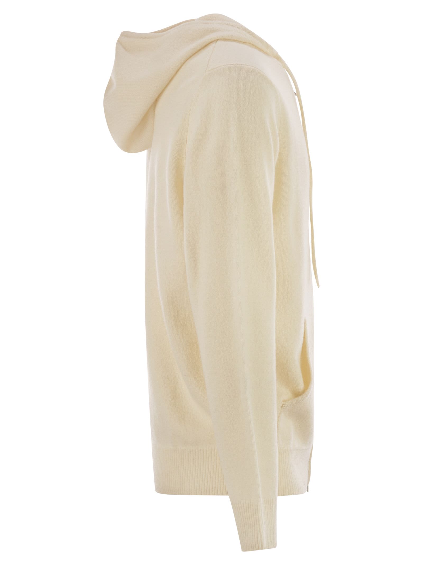 Mc2 Saint Barth Wool Cardigan With Zip In White