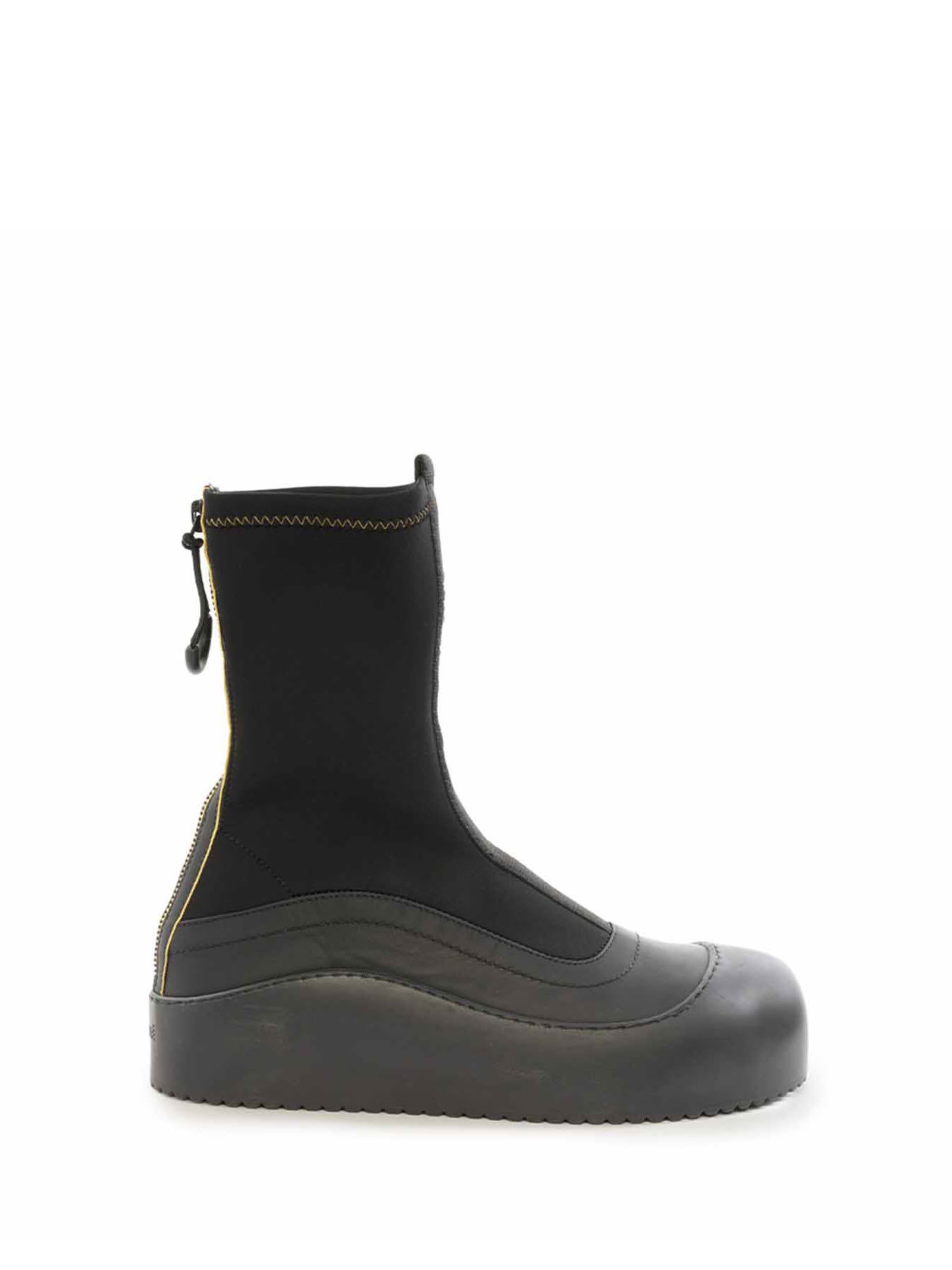 Vic Matié Waders Ankle Boot In Leather And Tech Fabric