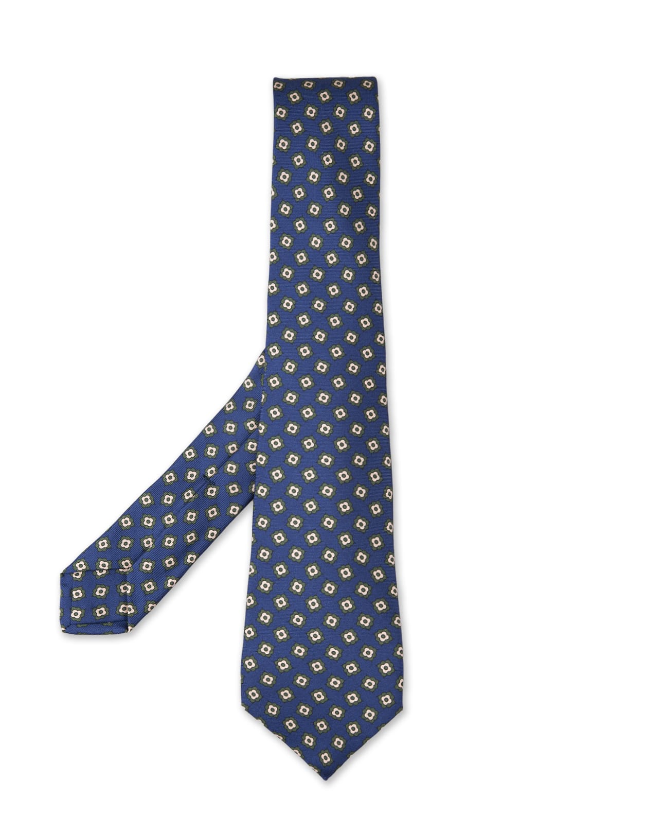 Shop Kiton Royal Blue Tie With Floral Pattern In Multinazionali