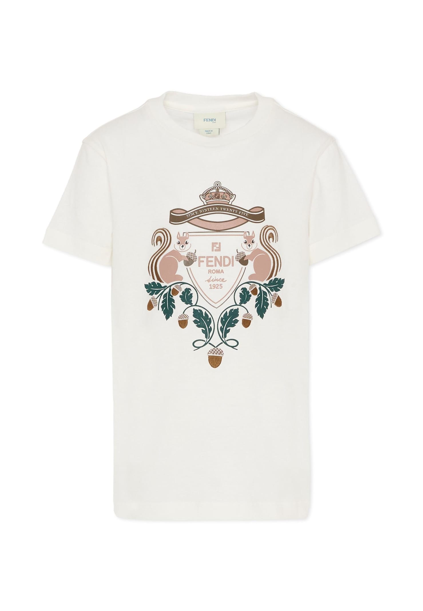 Fendi White T-shirt For Kids With Logo In White