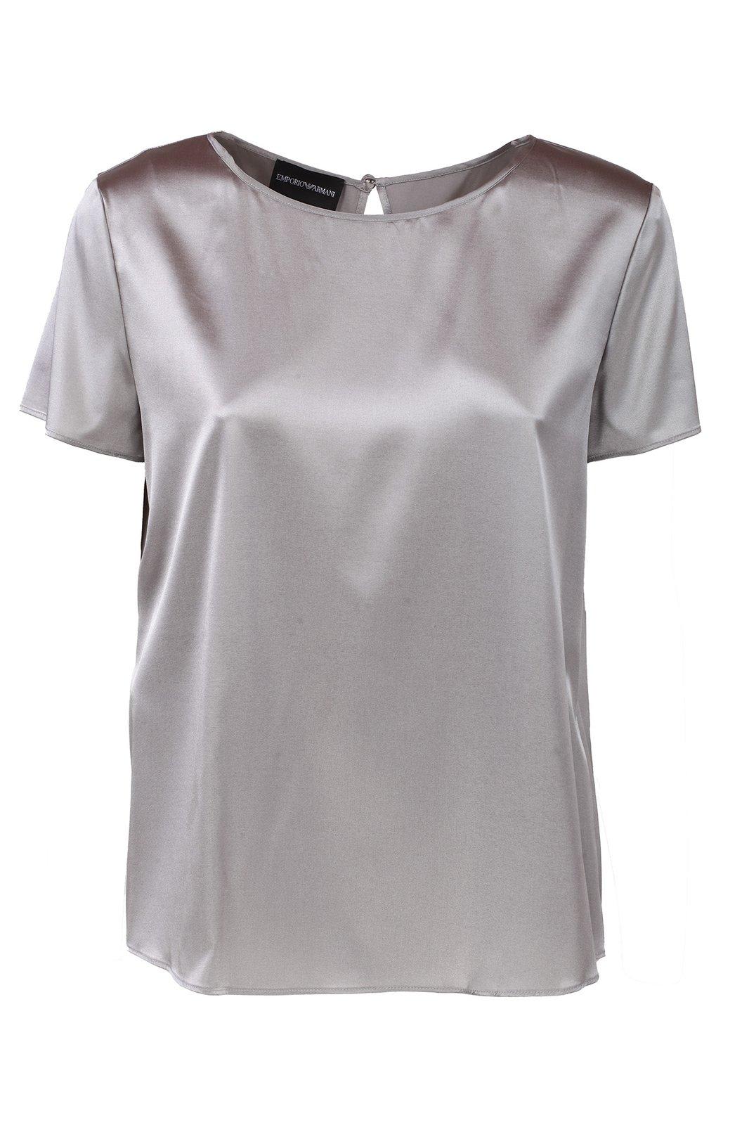 Shop Emporio Armani Crewenck Lightweight Satin T-shirt In Grey