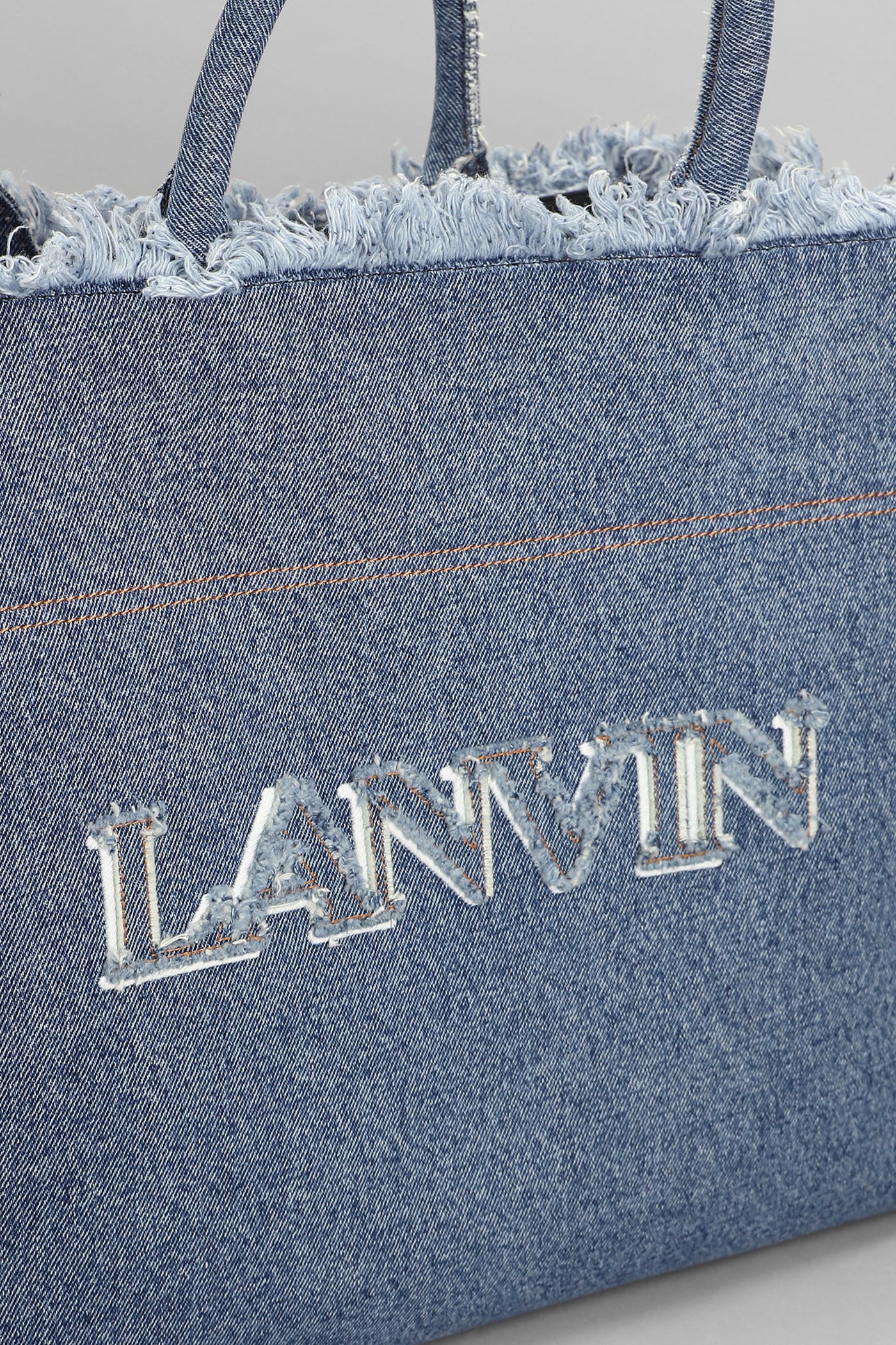 Shop Lanvin Tote In Blue Cotton