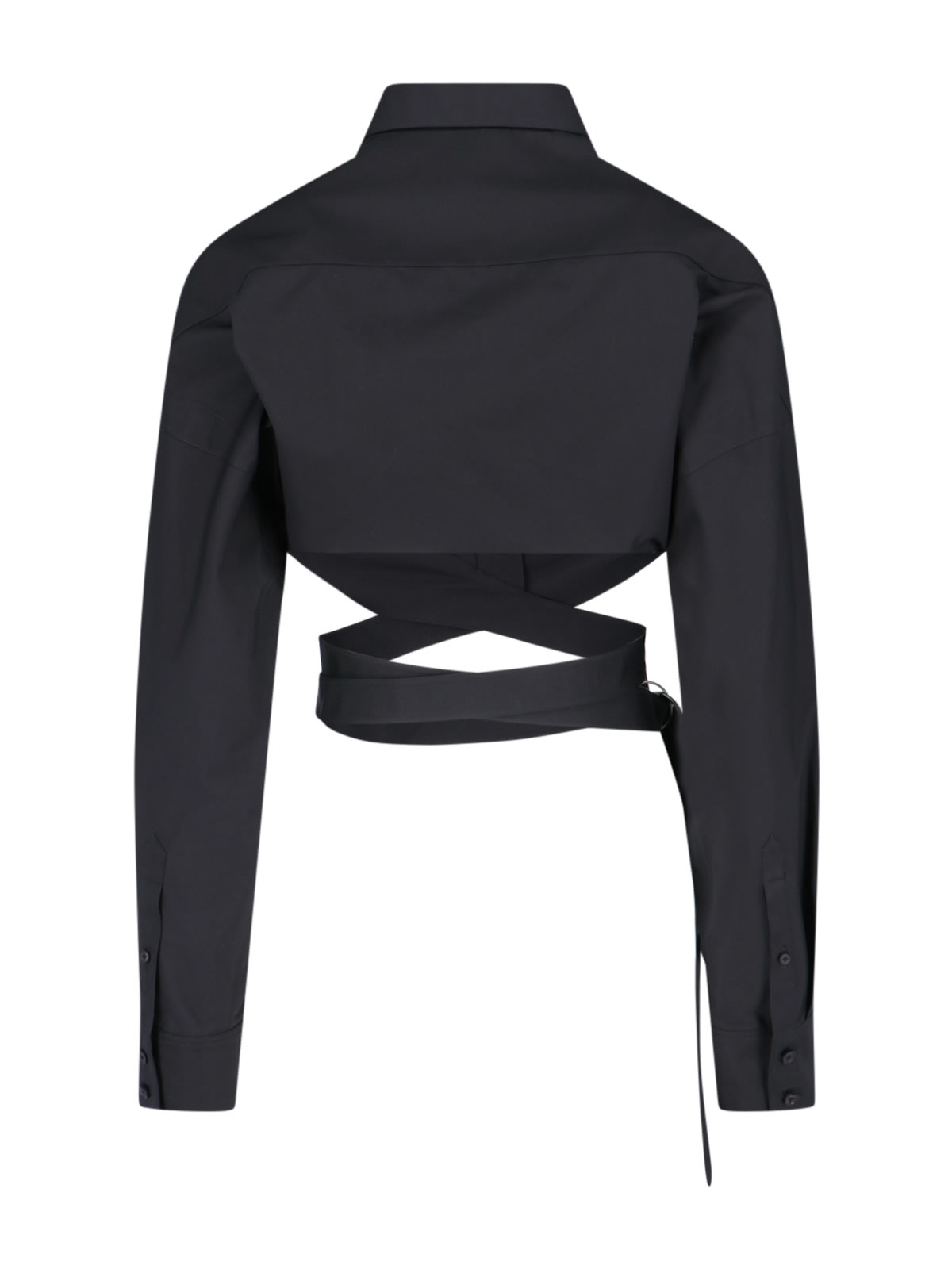 Shop Alaïa Crossed Crop Shirt In Black