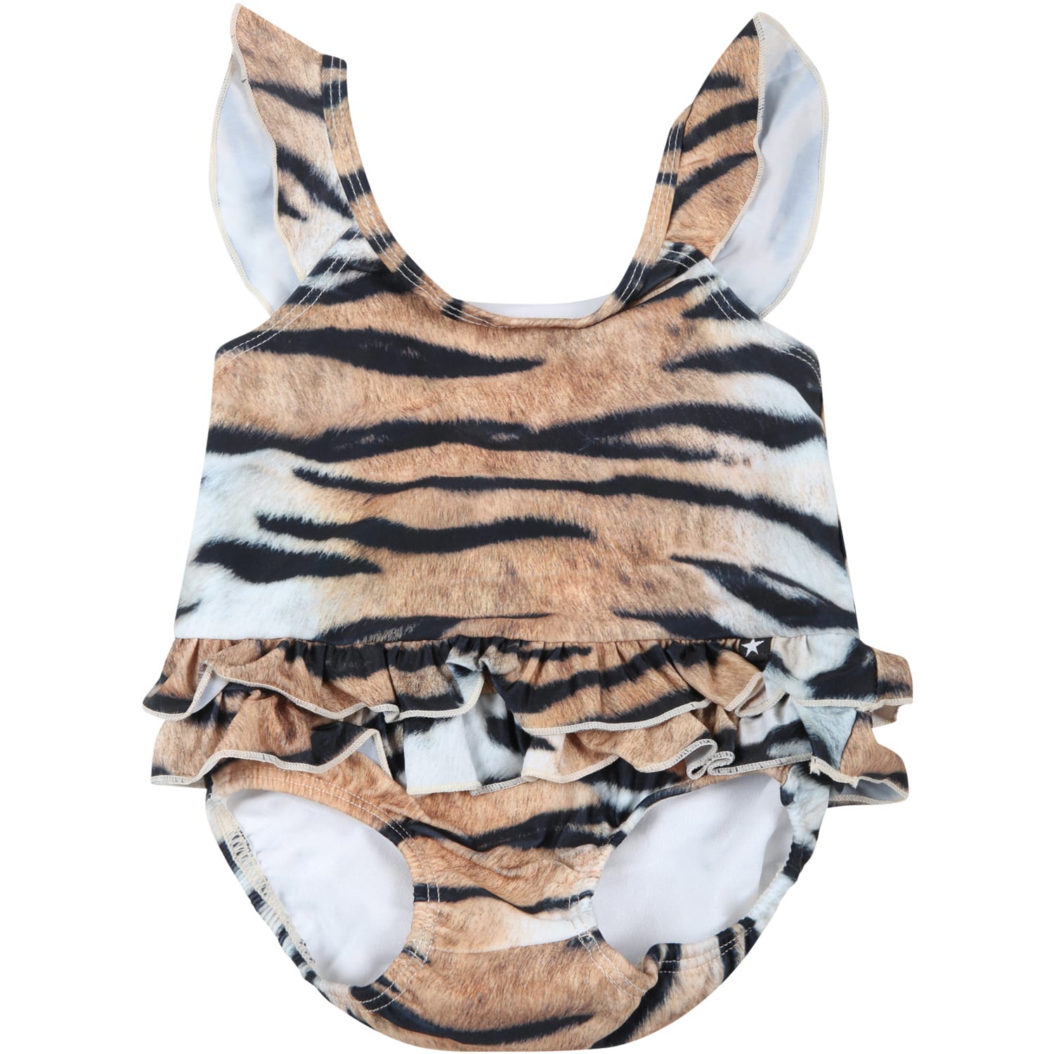 Molo Multicolor Swimsuit For Baby Girl With Tiger Print