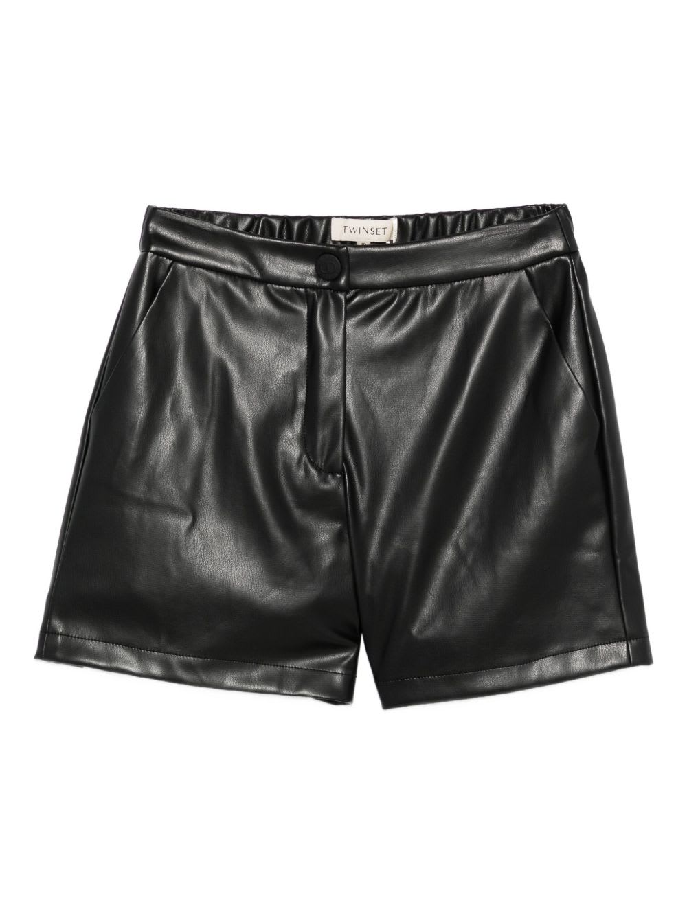 Twinset Kids Buttoned Elasticated Shorts In Black