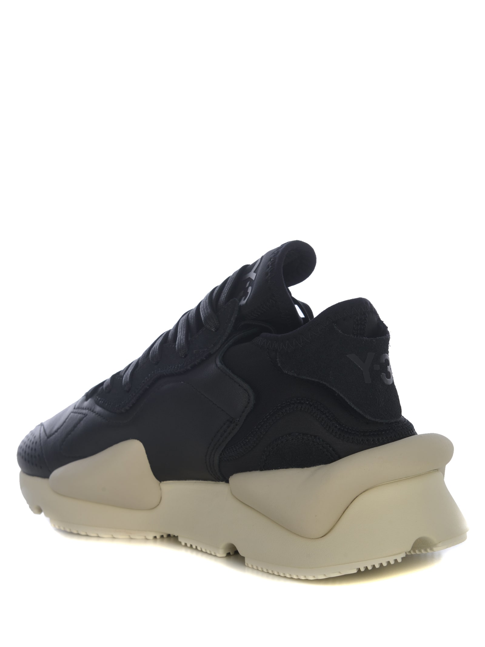 Shop Y-3 Sneakers  Kaiwa Made With Leather Upper In Nero